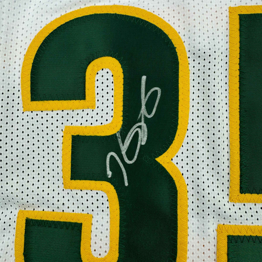 Framed Autographed/Signed Kevin Durant 35x39 Seattle White Basketball Jersey Beckett BAS COA