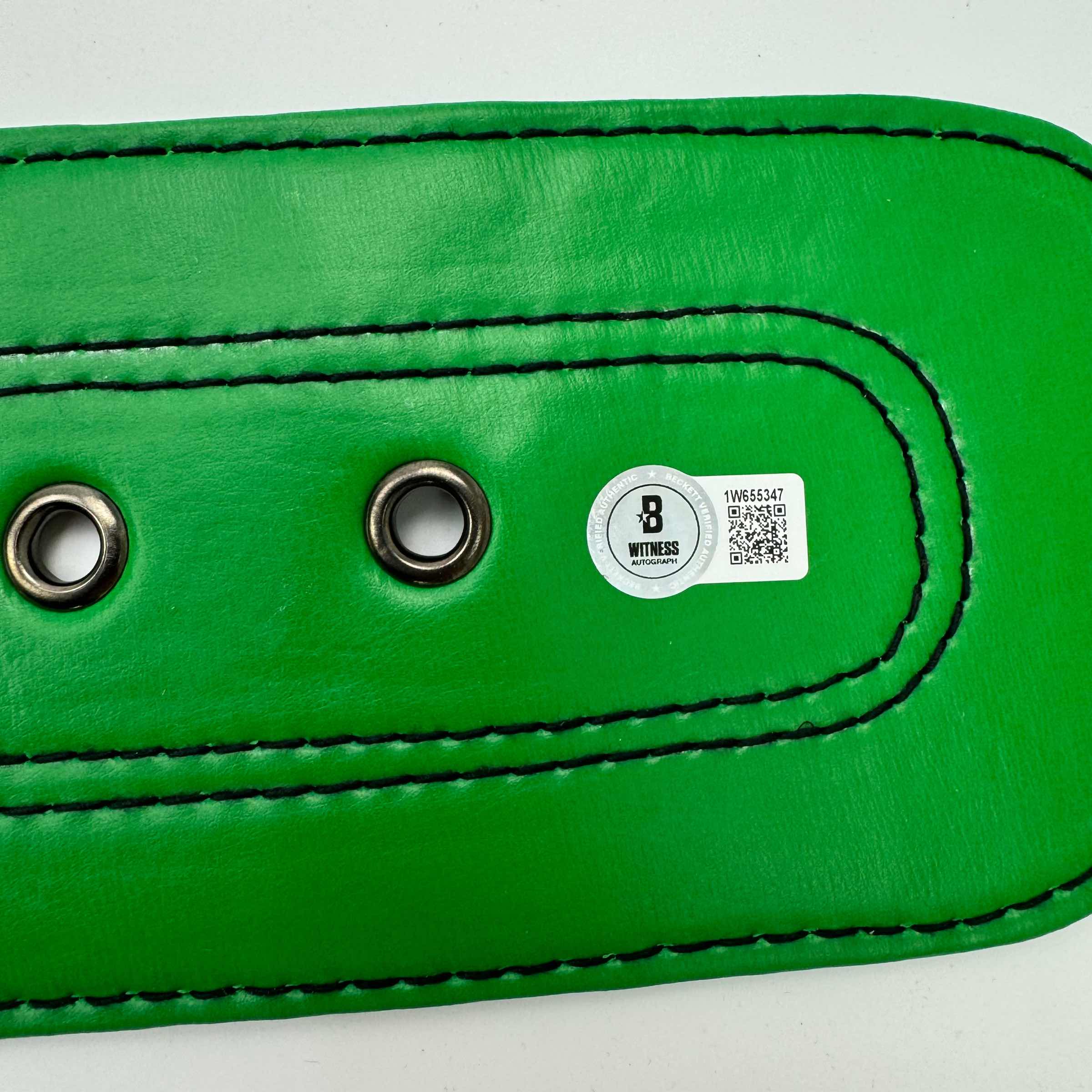 Autographed/Signed Oscar De La Hoya WBC Green Boxing Replica Championship Belt Beckett BAS COA