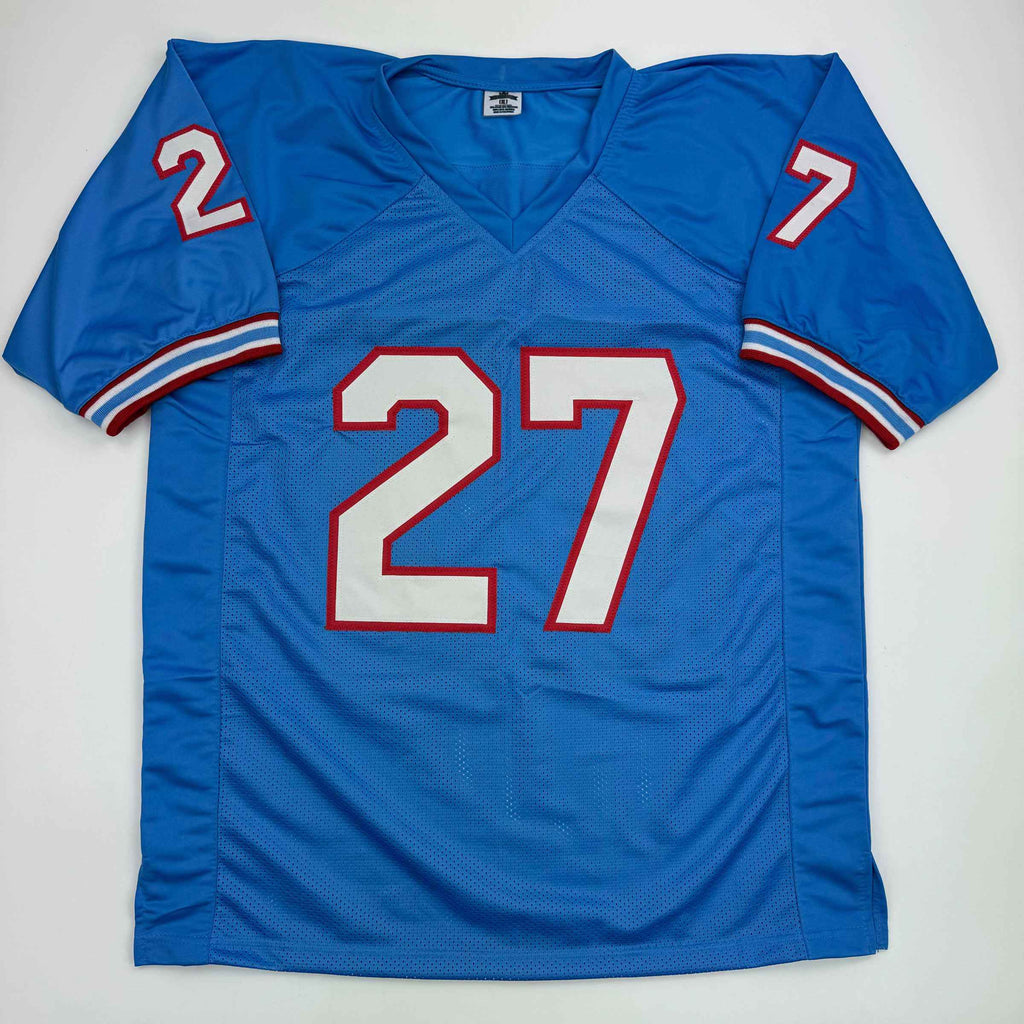 Autographed/Signed Eddie George Tennessee Retro Blue Football Jersey Beckett BAS COA