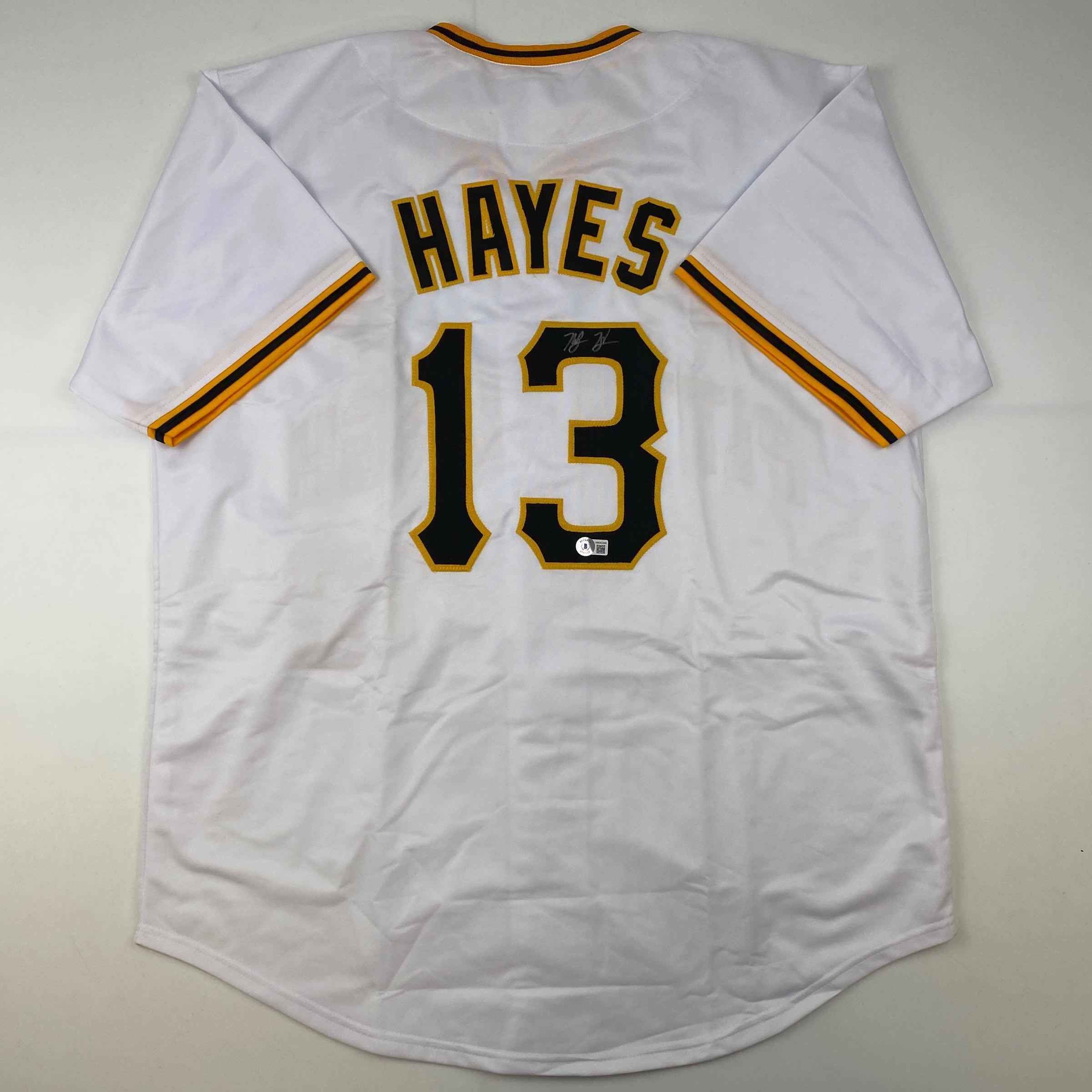 Autographed/Signed Ke'Bryan Hayes Pittsburgh White Baseball Jersey Beckett BAS COA