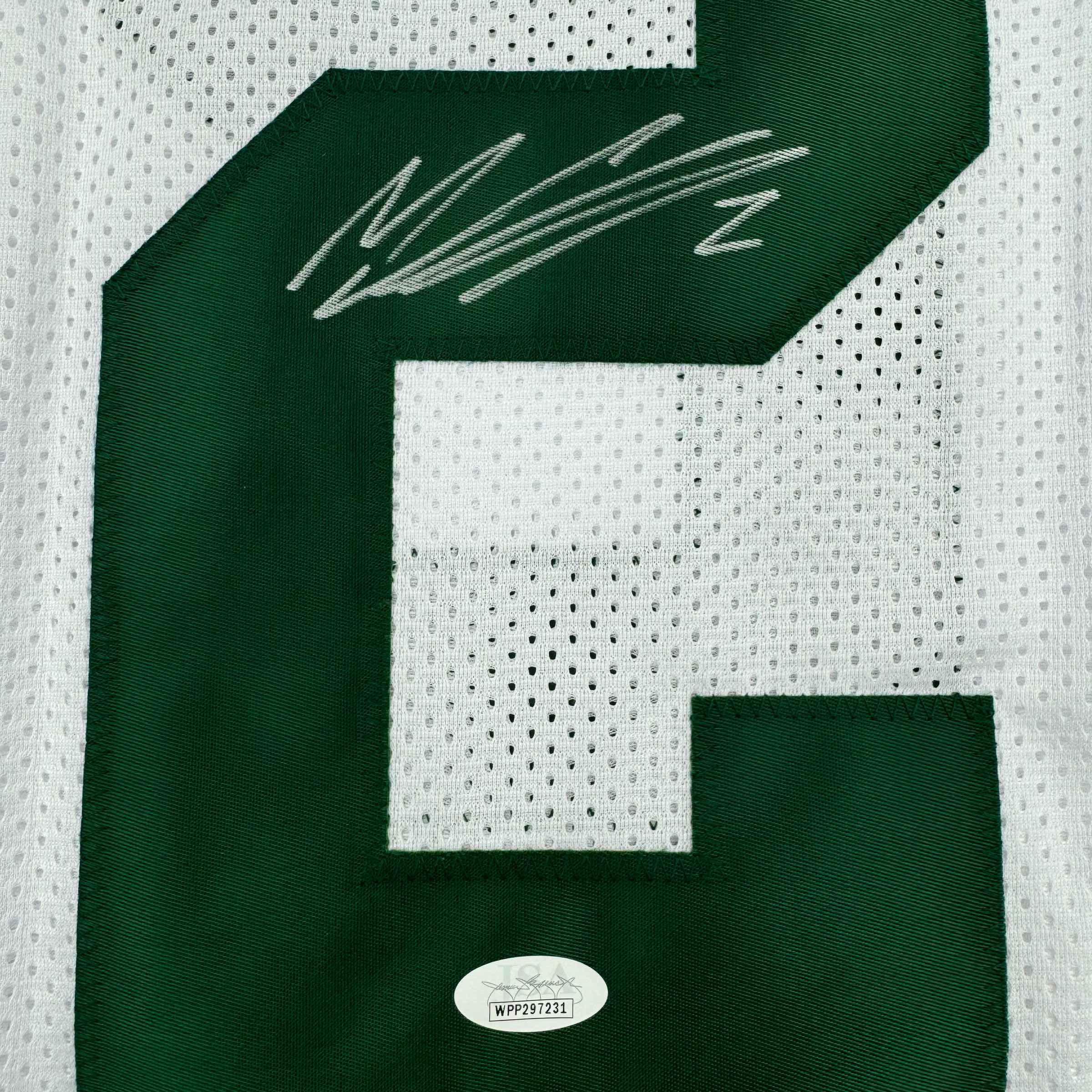Framed Autographed/Signed Mason Crosby 35x39 Green Bay White Football Jersey JSA COA