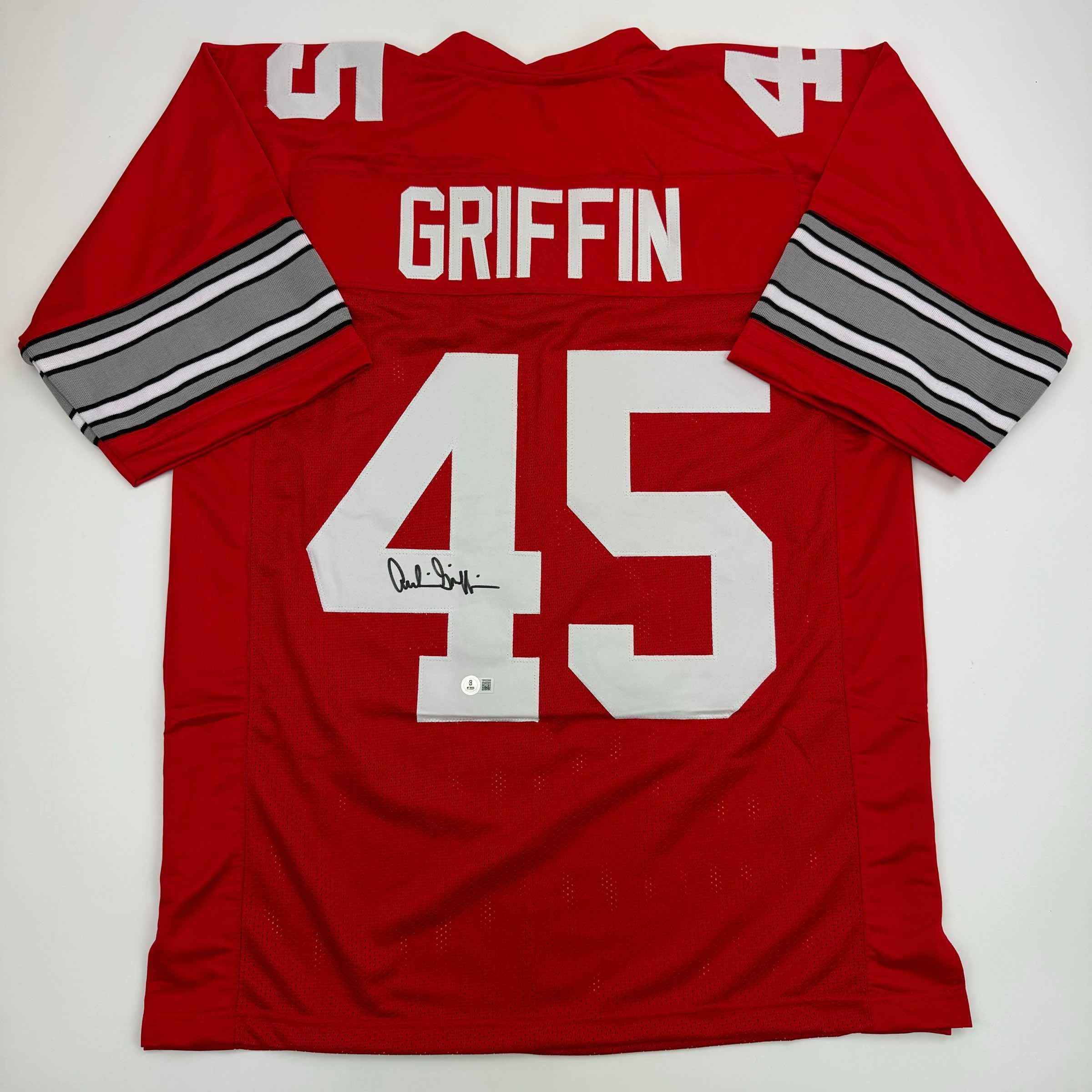 Autographed/Signed Archie Griffin Ohio State Red College Football Jersey Beckett BAS COA