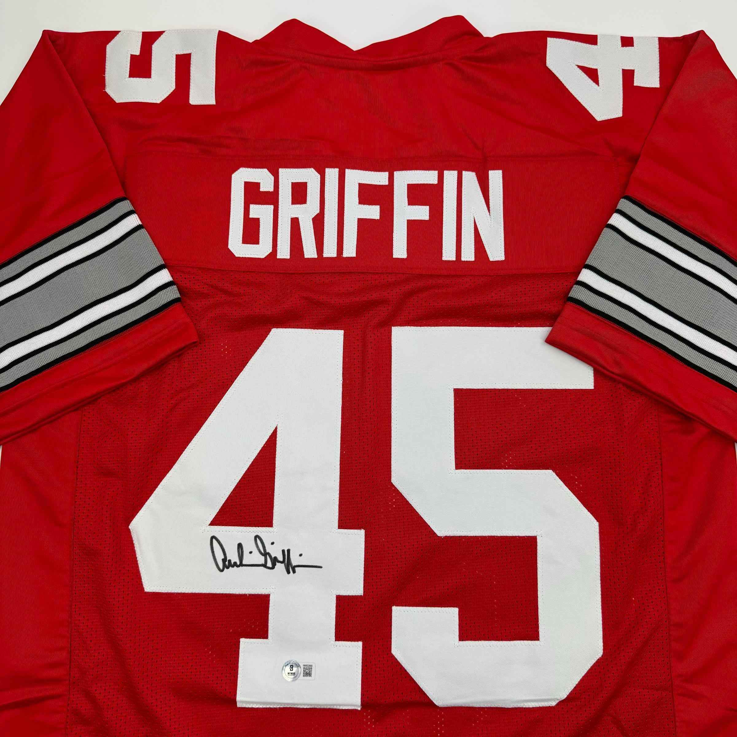 Autographed/Signed Archie Griffin Ohio State Red College Football Jersey Beckett BAS COA