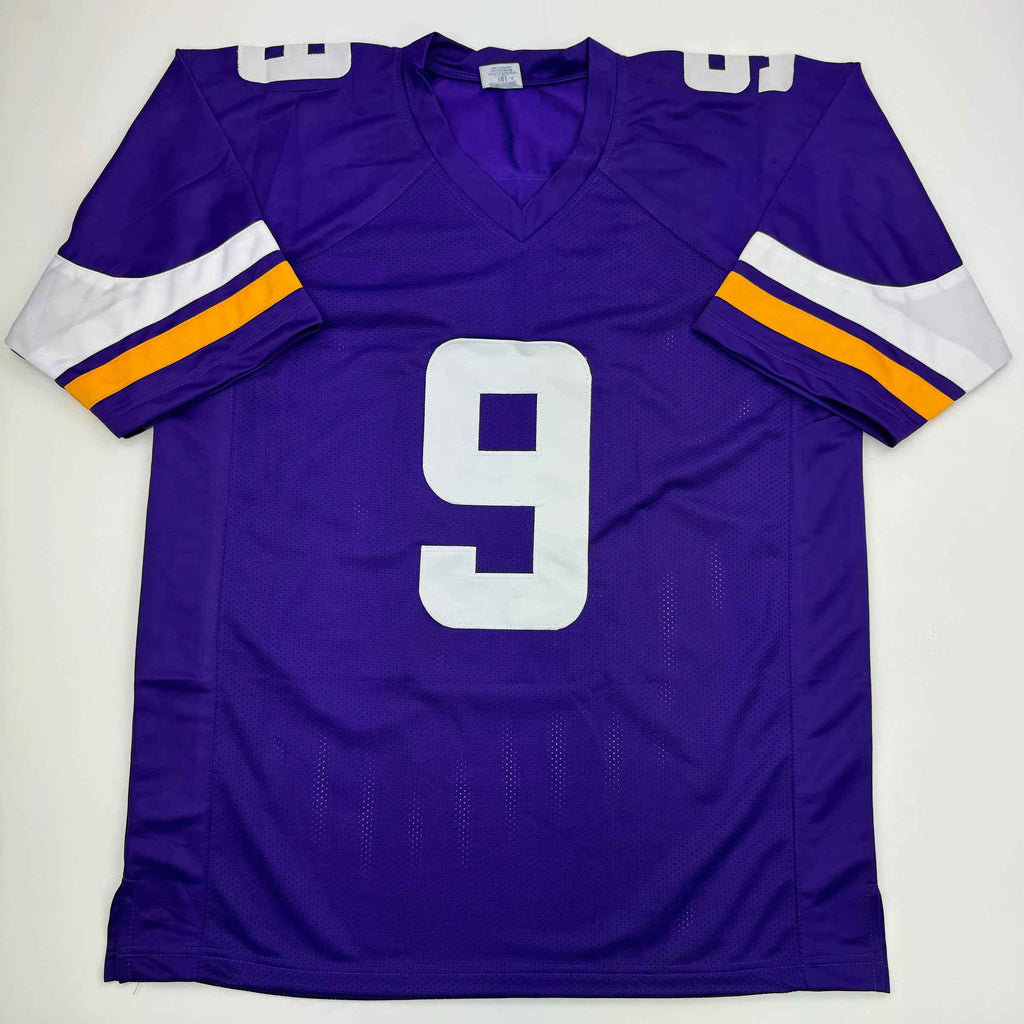Autographed/Signed J.J. JJ McCarthy Minnesota Purple Football Jersey Beckett BAS COA