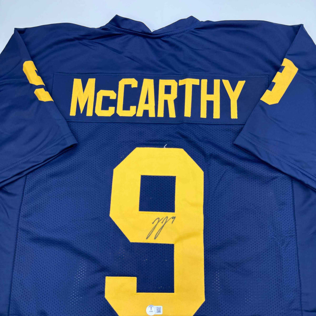 Autographed/Signed J.J. JJ McCarthy Michigan Blue College Football Jersey Beckett BAS COA
