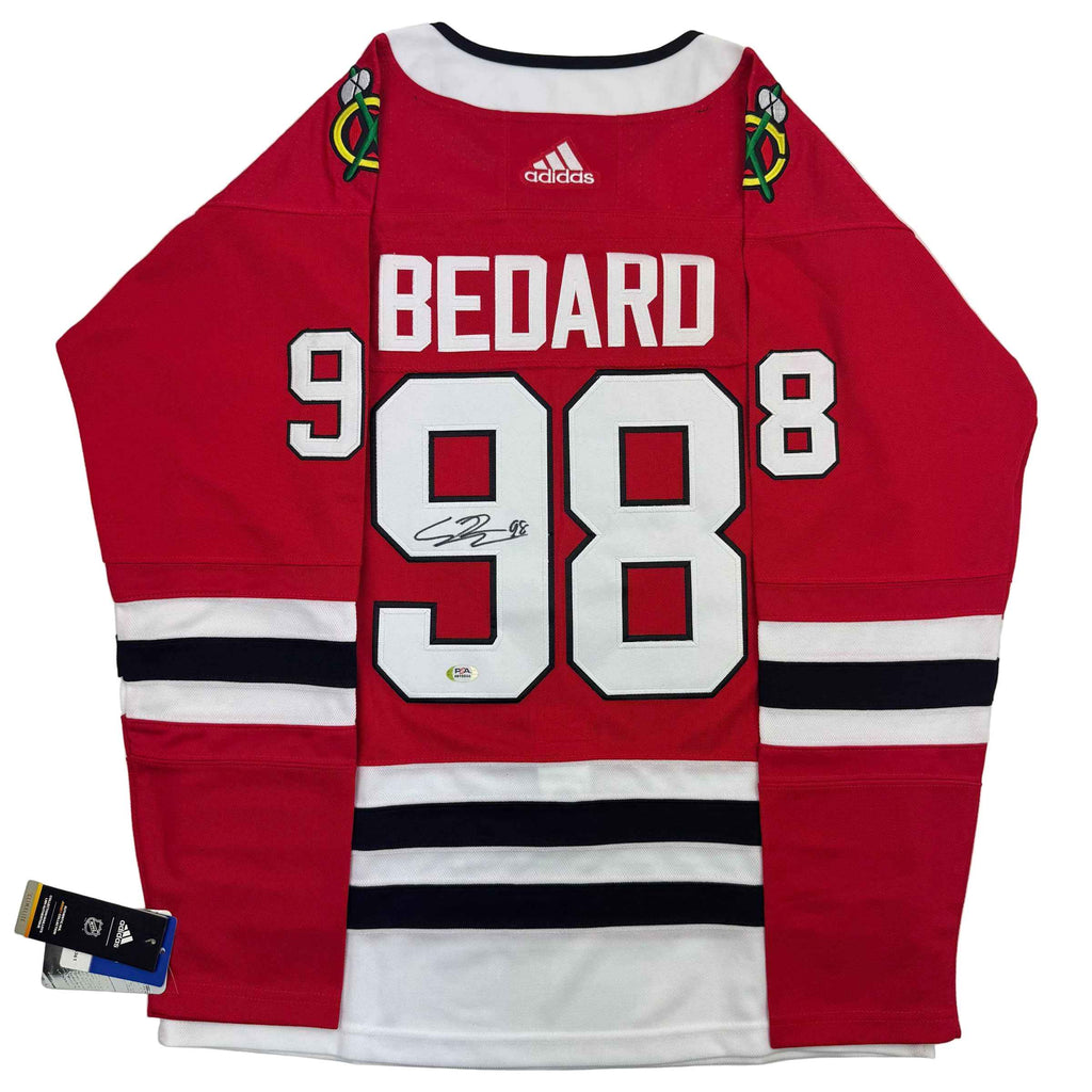 Autographed/Signed Connor Bedard Chicago Blackhawks Red Hockey Jersey PSA COA