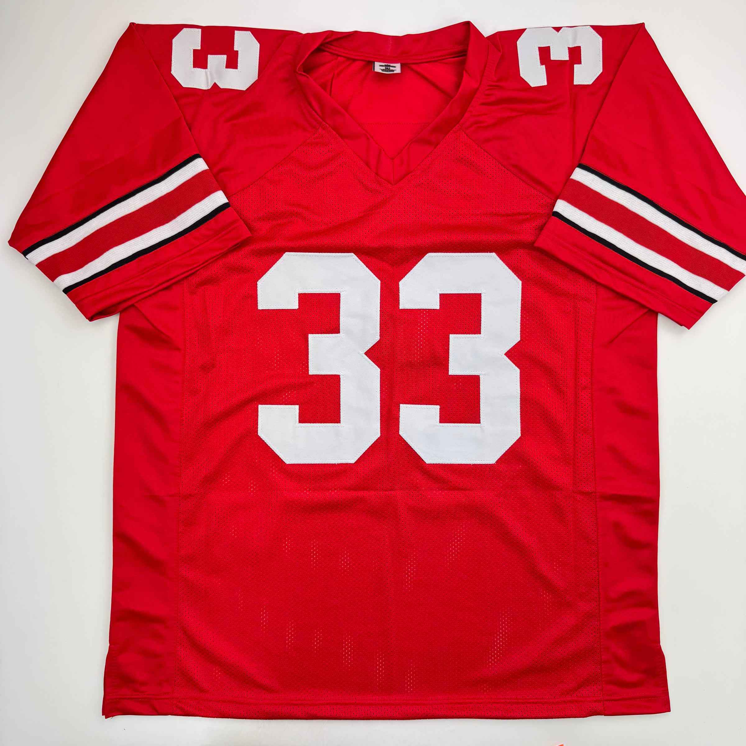 Autographed/Signed Jack Sawyer Ohio State Red College Football Jersey Beckett BAS COA