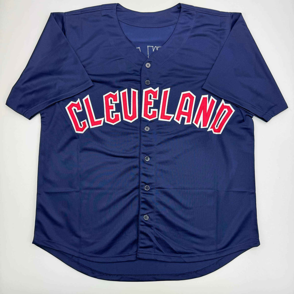 Autographed/Signed Steven Kwan Cleveland Blue Baseball Jersey JSA COA