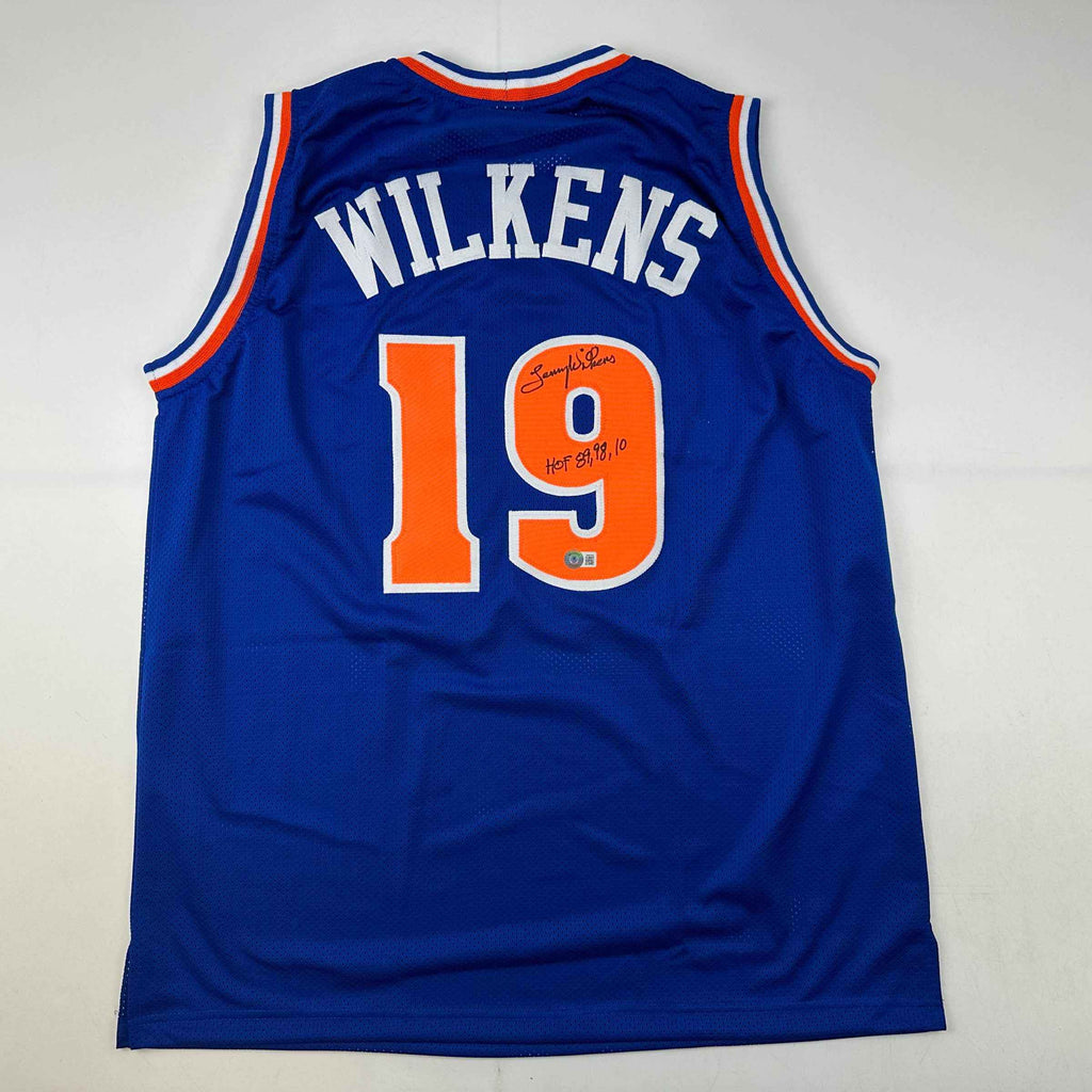 Autographed/Signed Lenny Wilkens HOF Cleveland Blue Basketball Jersey Beckett BAS COA