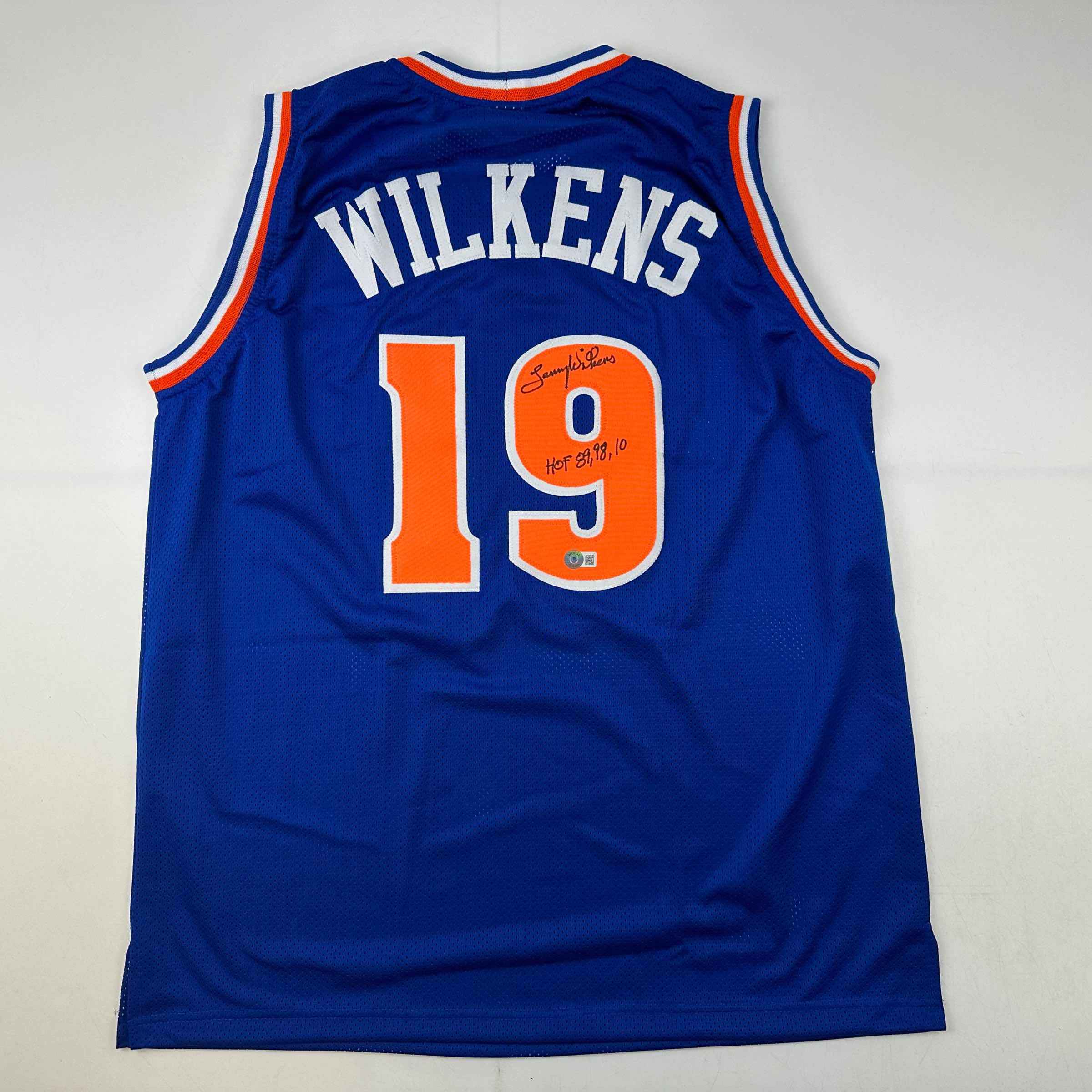Autographed/Signed Lenny Wilkens HOF Cleveland Blue Basketball Jersey Beckett BAS COA
