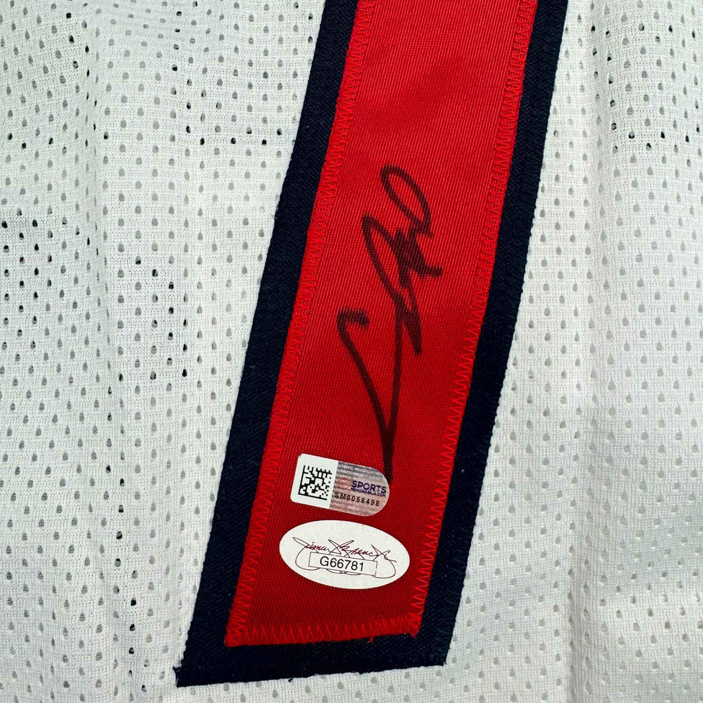 Autographed/Signed Chris Bosh Miami White Basketball Jersey JSA COA