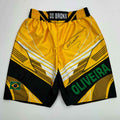 Autographed/Signed Charles Oliveira Yellow Brazil UFC MMA Trunks Shorts Ultimate Fighting Beckett BAS COA