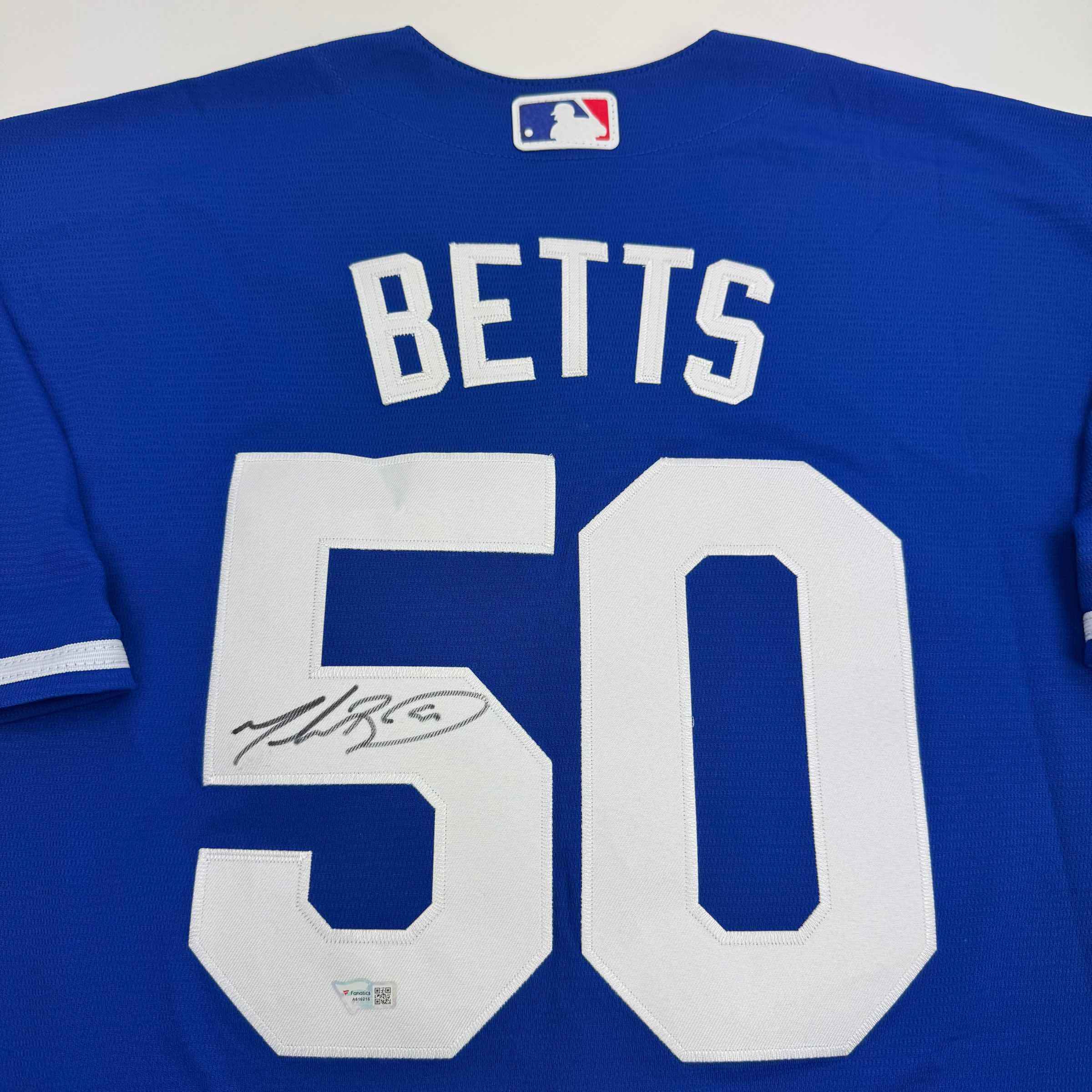 Autographed/Signed Mookie Betts Los Angeles LA Blue Baseball Jersey Fanatics COA