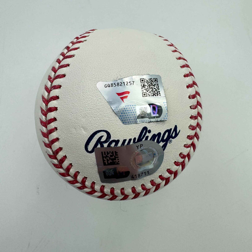 Autographed/Signed Tanner Bibee Rawlings Official Major League Baseball ROML Fanatics COA