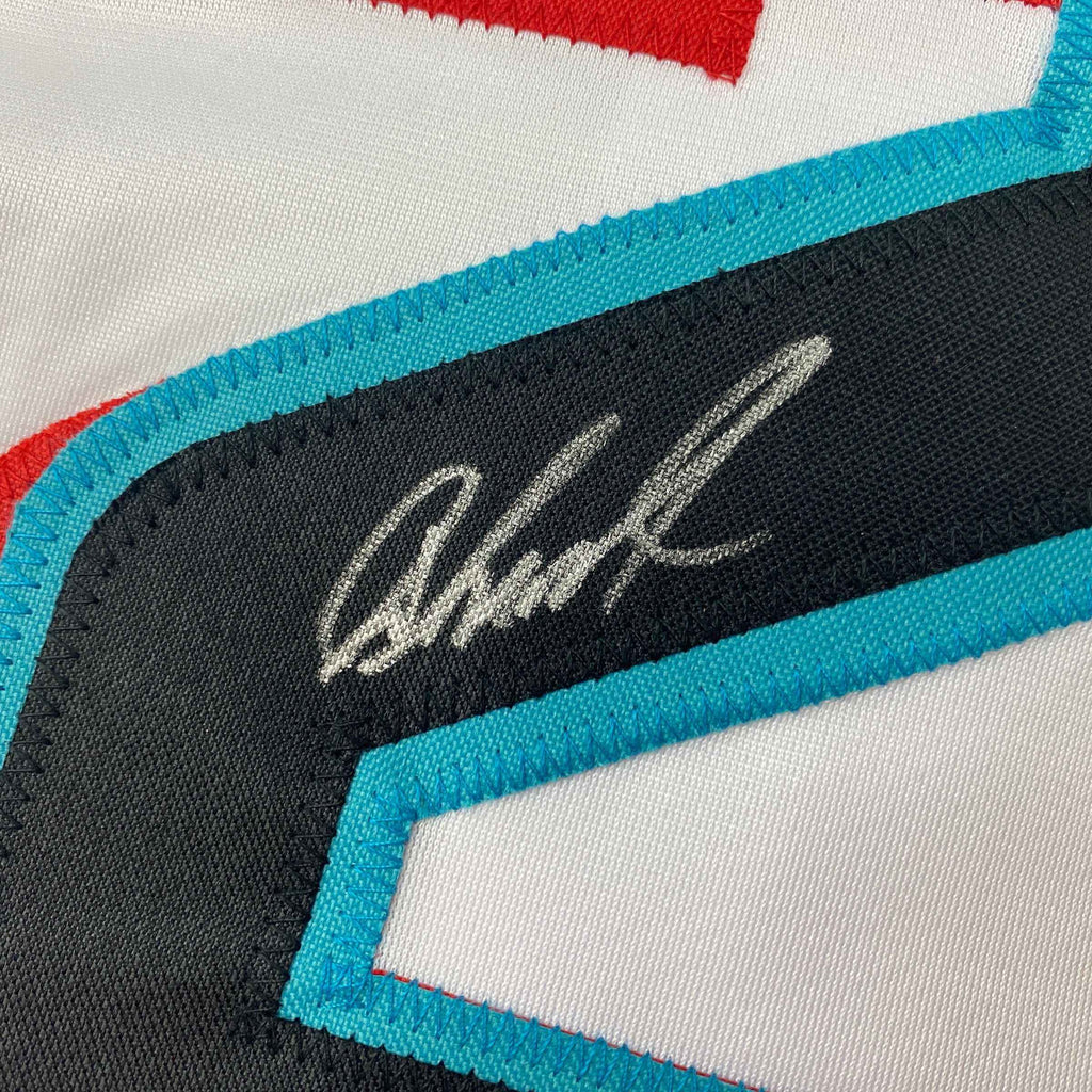 Autographed/Signed Jazz Chisholm Jr. Miami White Baseball Jersey JSA COA