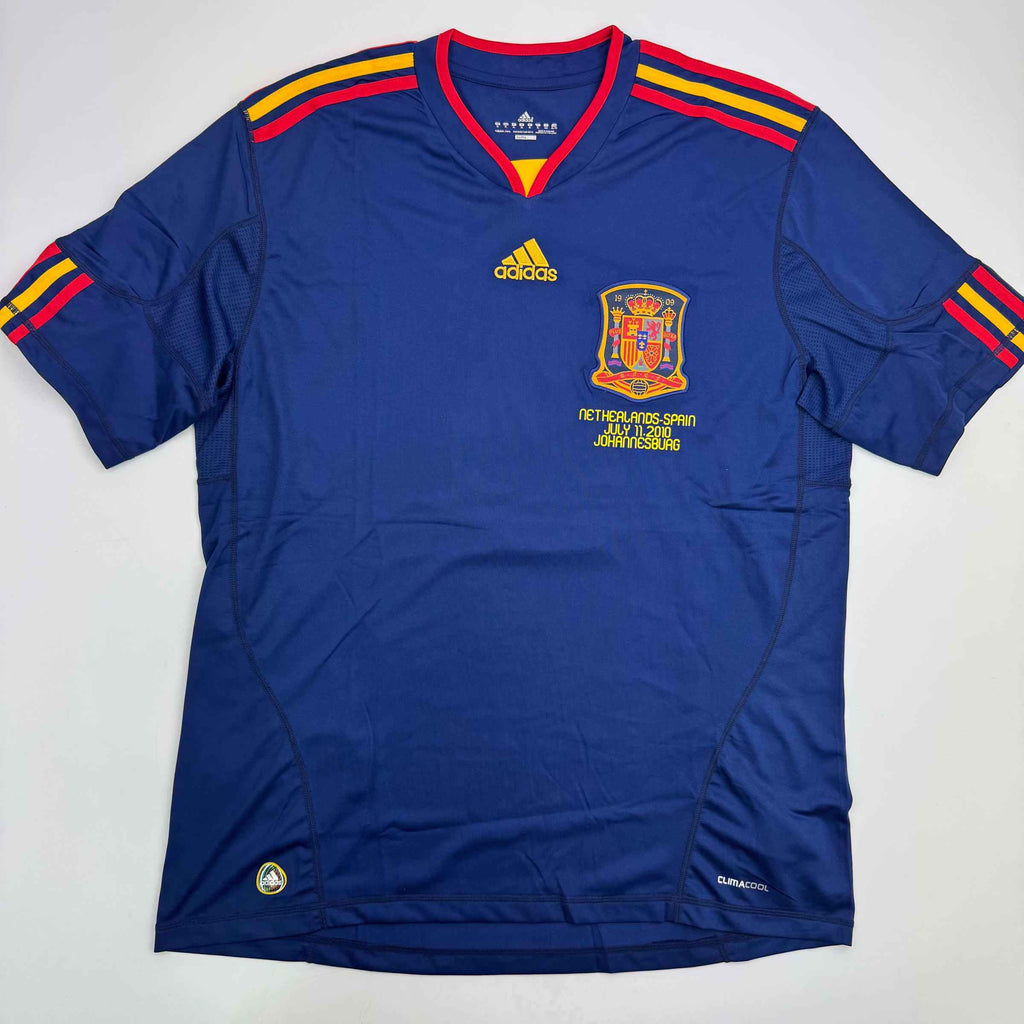 Autographed/Signed Andres Iniesta Spain Blue World Cup Soccer Futbol Jersey Beckett BAS COA
