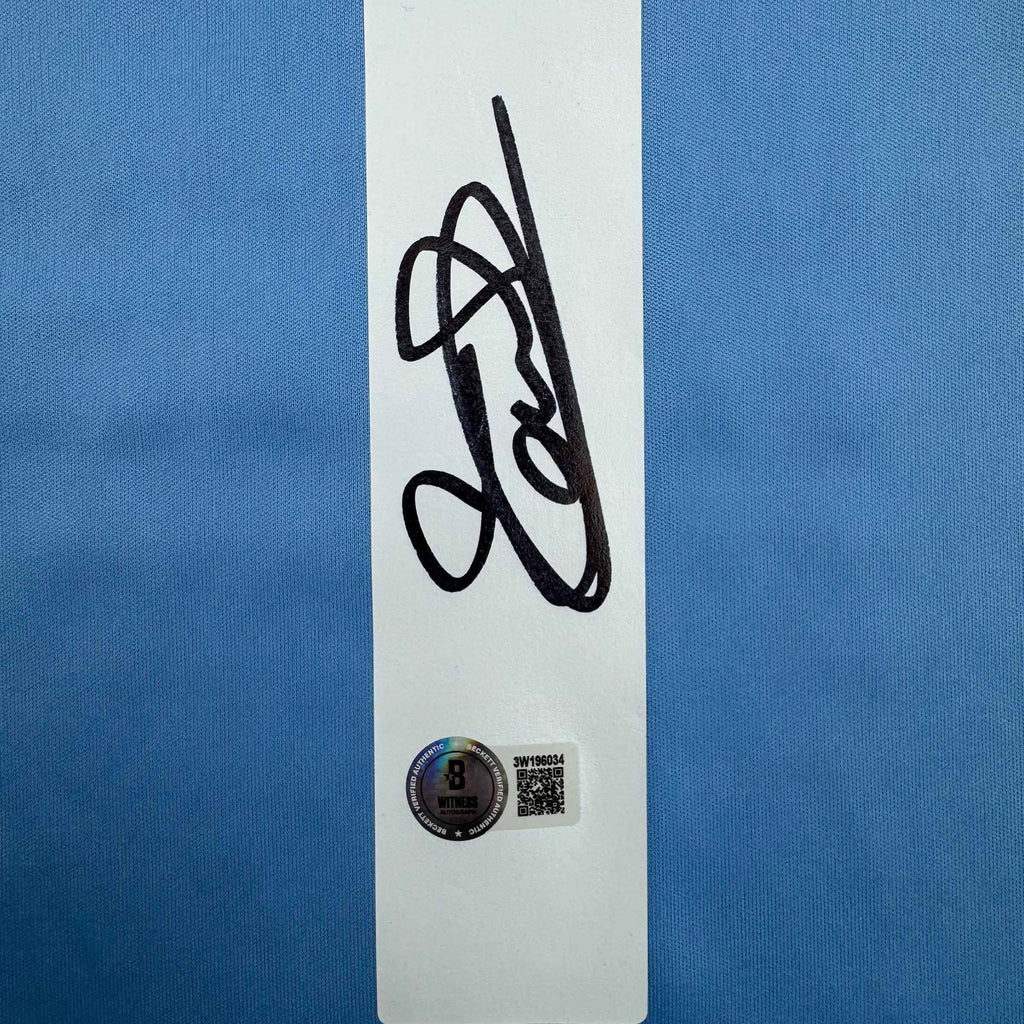 Autographed/Signed Thibaut Courtois Real Madrid Blue Soccer Jersey Beckett BAS COA