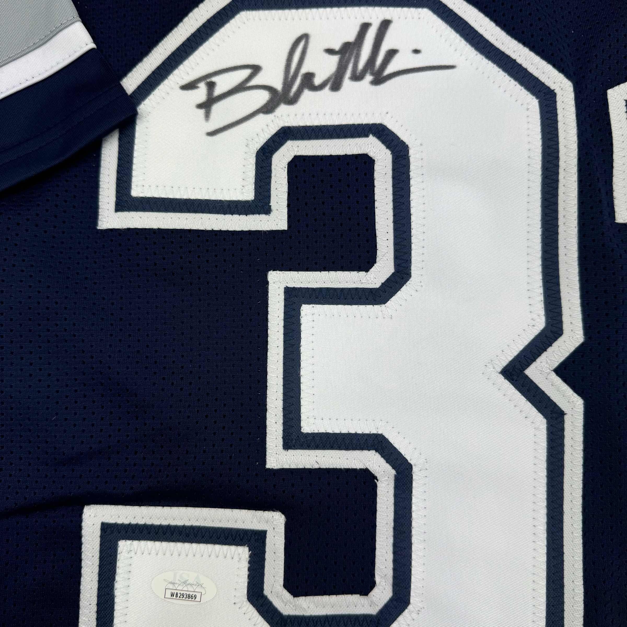Autographed/Signed Brock Marion Dallas Blue Football Jersey JSA COA