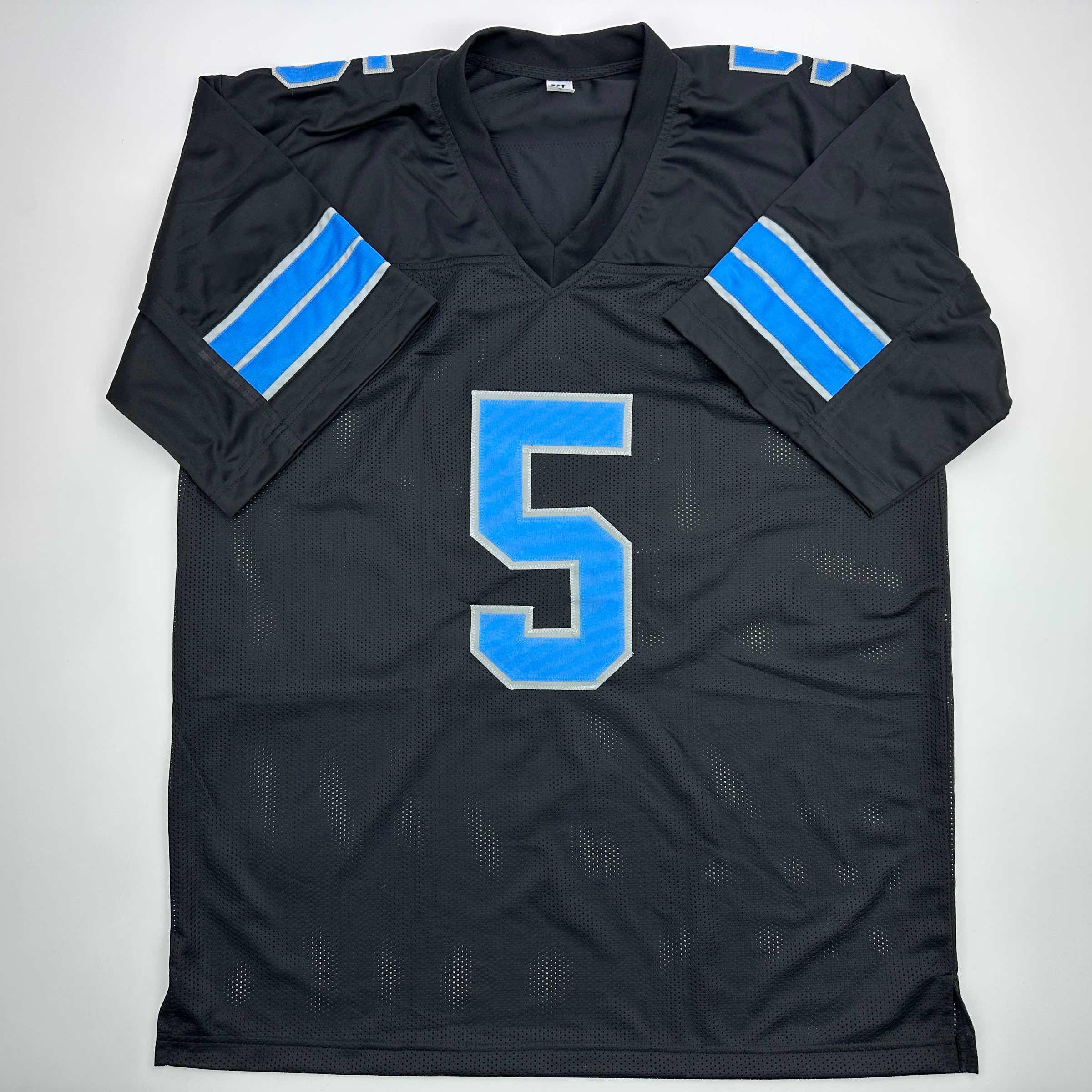 Autographed/Signed David Montgomery Detroit Black Football Jersey Beckett BAS COA