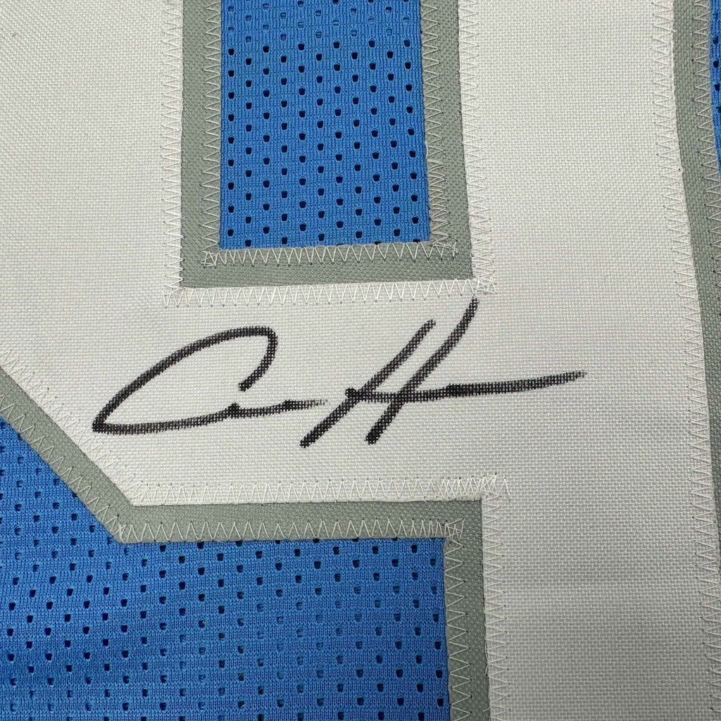 Autographed/Signed Aidan Hutchinson Detroit Blue Current Football Jersey Beckett BAS COA