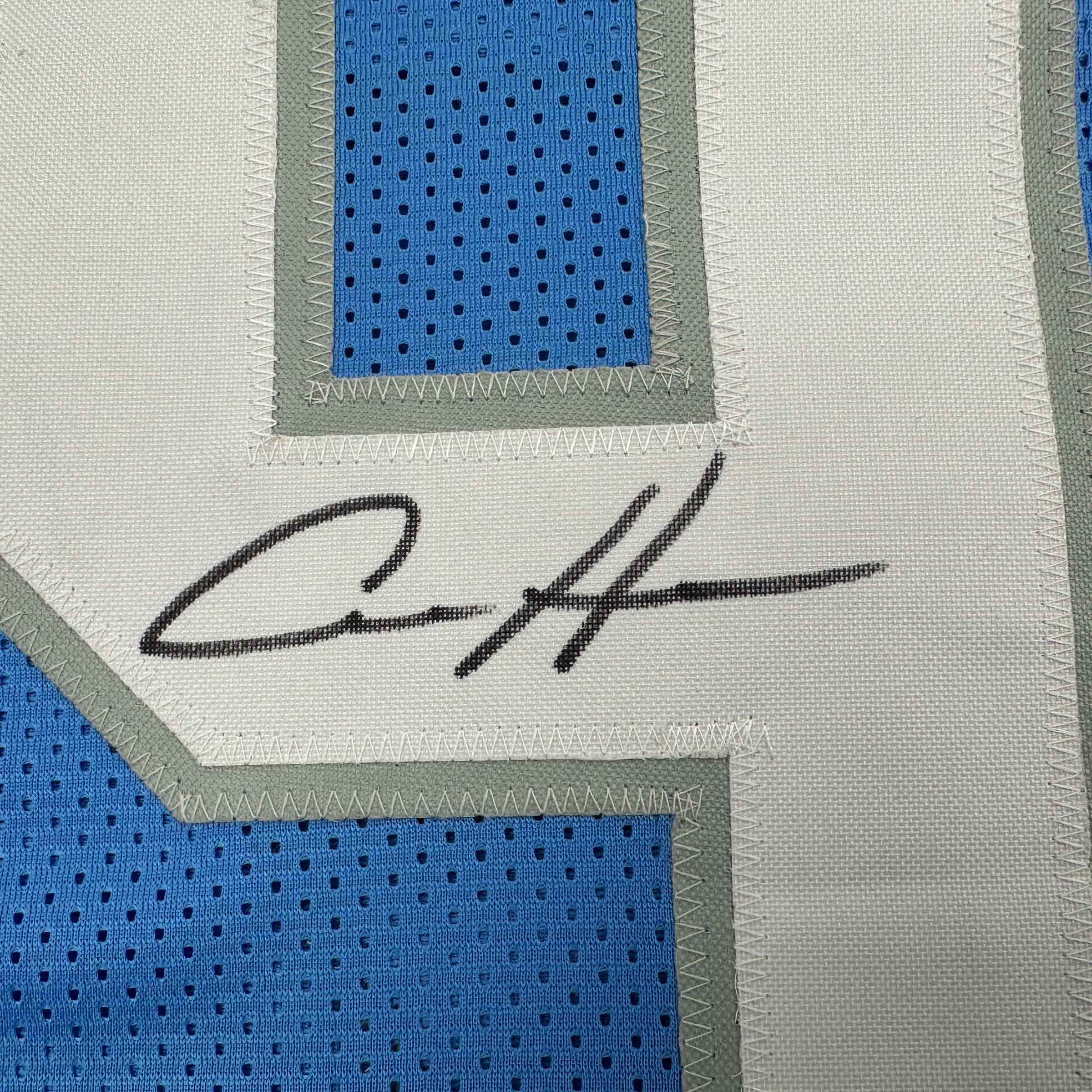 Autographed/Signed Aidan Hutchinson Detroit Blue Current Football Jersey Beckett BAS COA