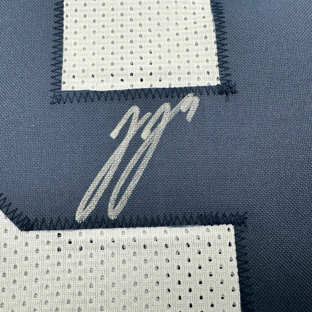 Autographed/Signed J.J. JJ McCarthy Michigan White College Stat Football Jersey Beckett BAS COA