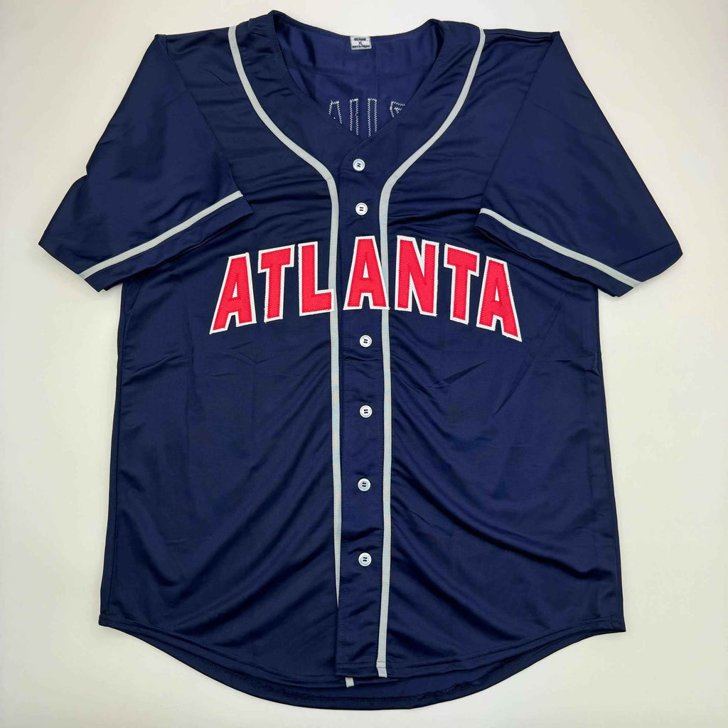 Autographed/Signed Marcell Ozuna Atlanta Blue Baseball Jersey Beckett BAS COA