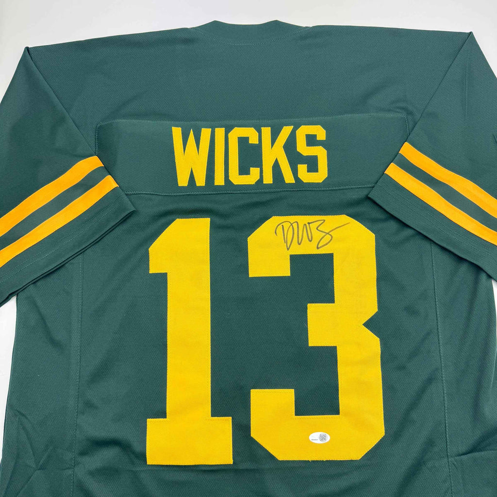 Autographed/Signed Dontayvion Wicks Green Bay Color Rush Football Jersey JSA COA