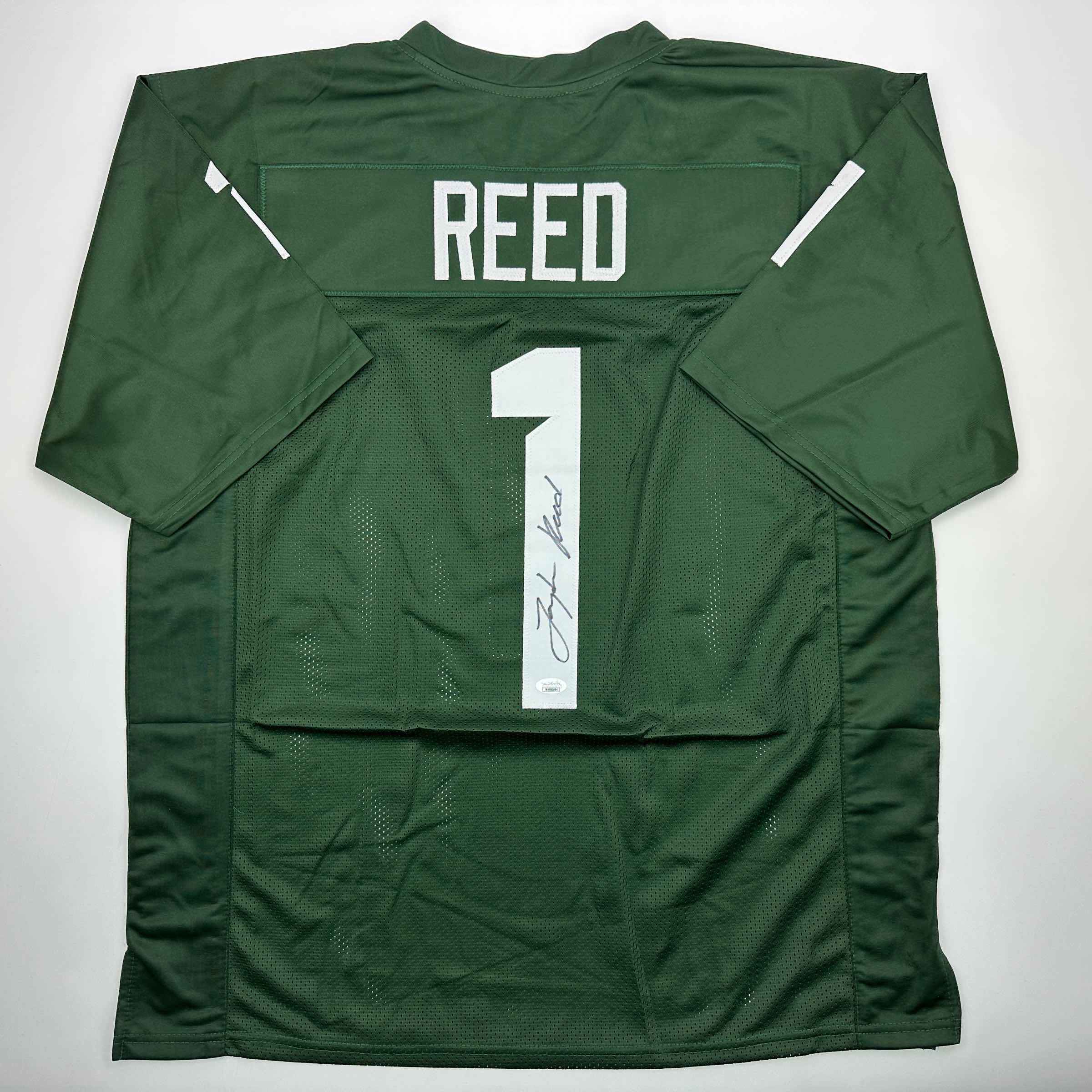 Autographed/Signed Jayden Reed Michigan State Green College Football Jersey JSA COA