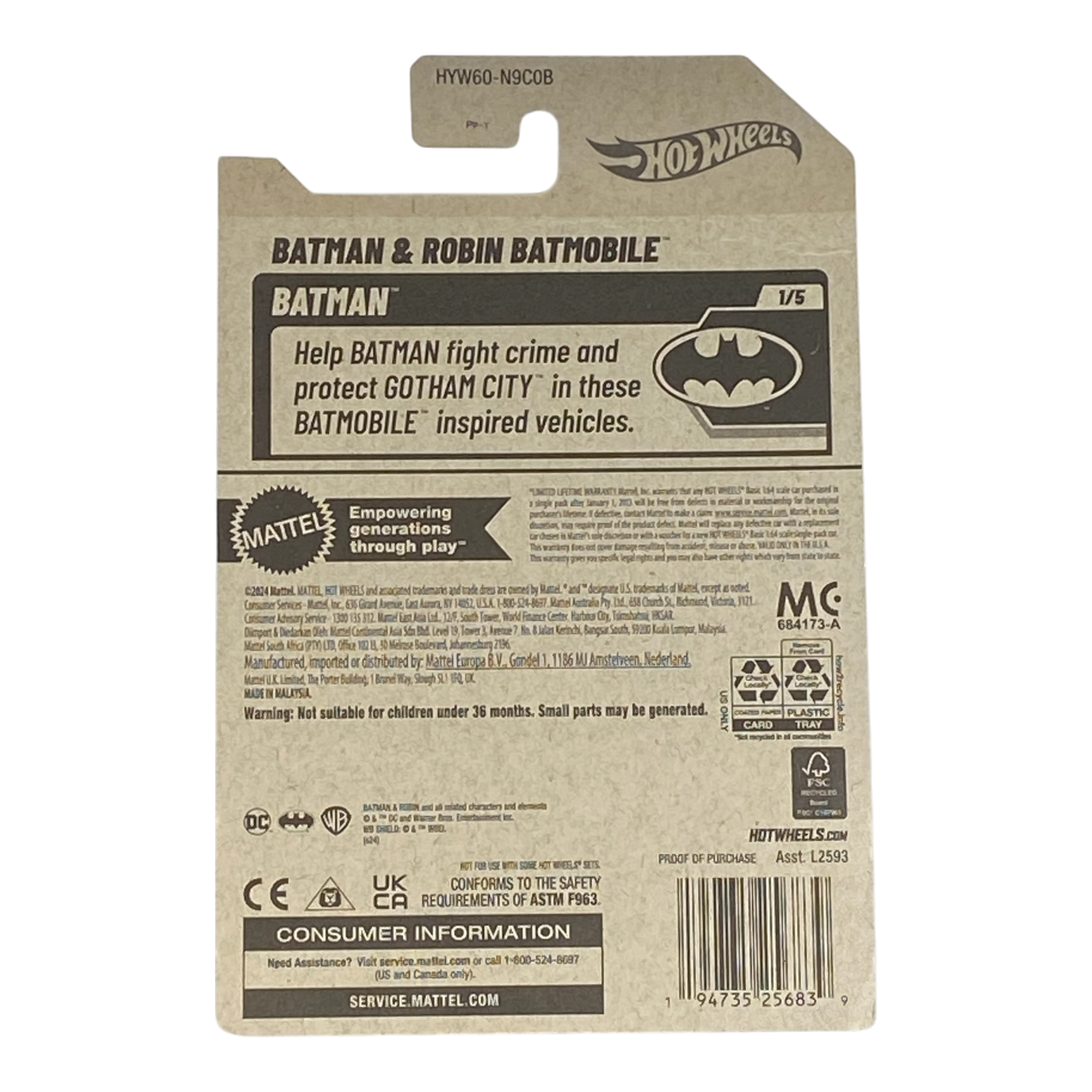Hot Wheels Batman & Robin Batmobile | Batman Series 1/5
