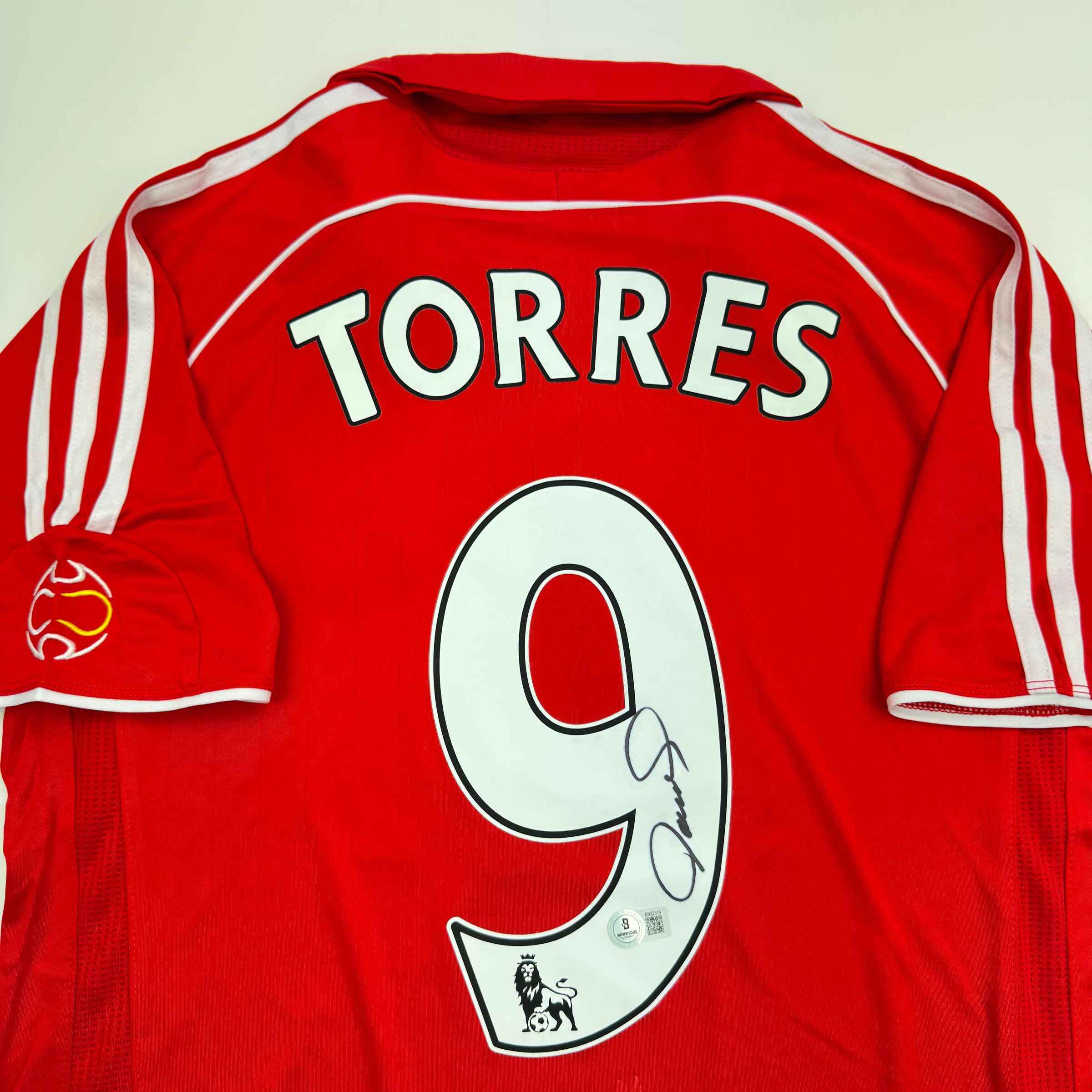 Autographed/Signed Fernando Torres Liverpool Red Soccer Jersey Beckett BAS COA