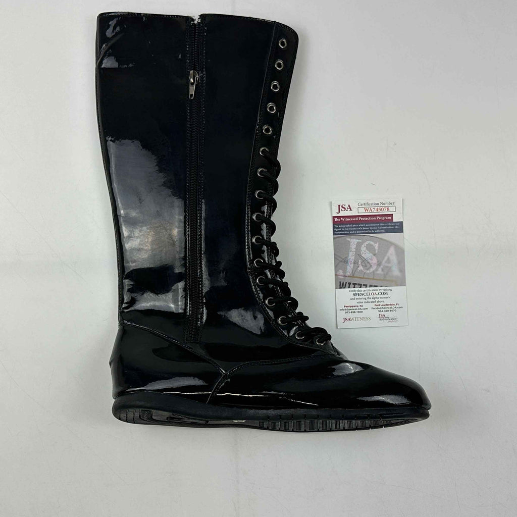 Autographed/Signed Hulk Hogan Black WWE WWF Wrestling Boot/Shoe JSA COA Auto
