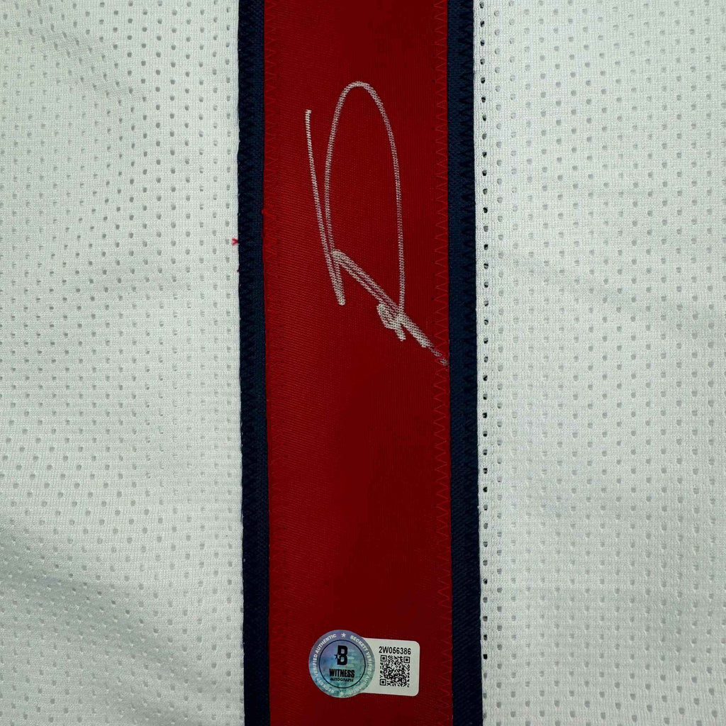 Autographed/Signed Stefon Diggs Houston White Football Jersey Beckett BAS COA