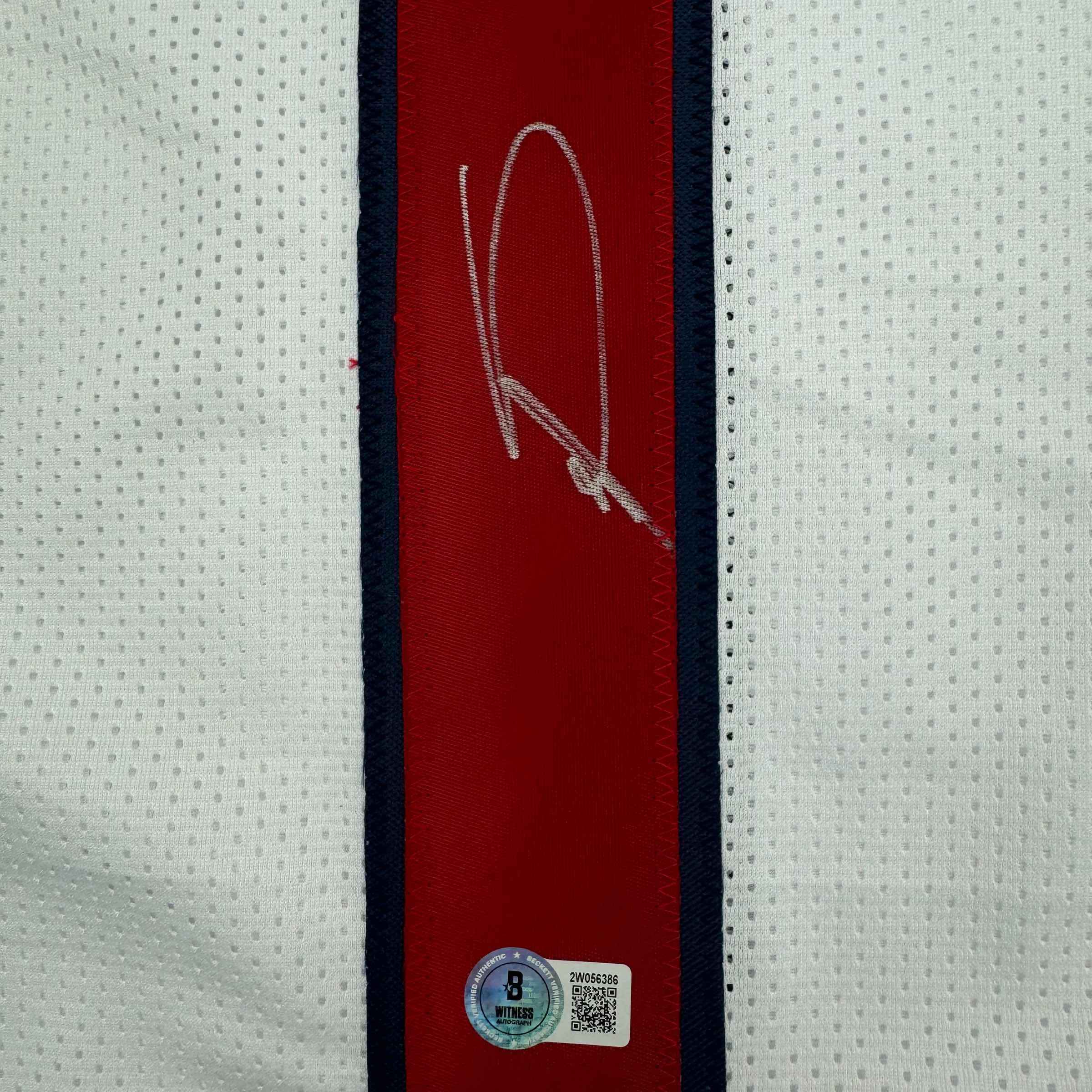 Autographed/Signed Stefon Diggs Houston White Football Jersey Beckett BAS COA