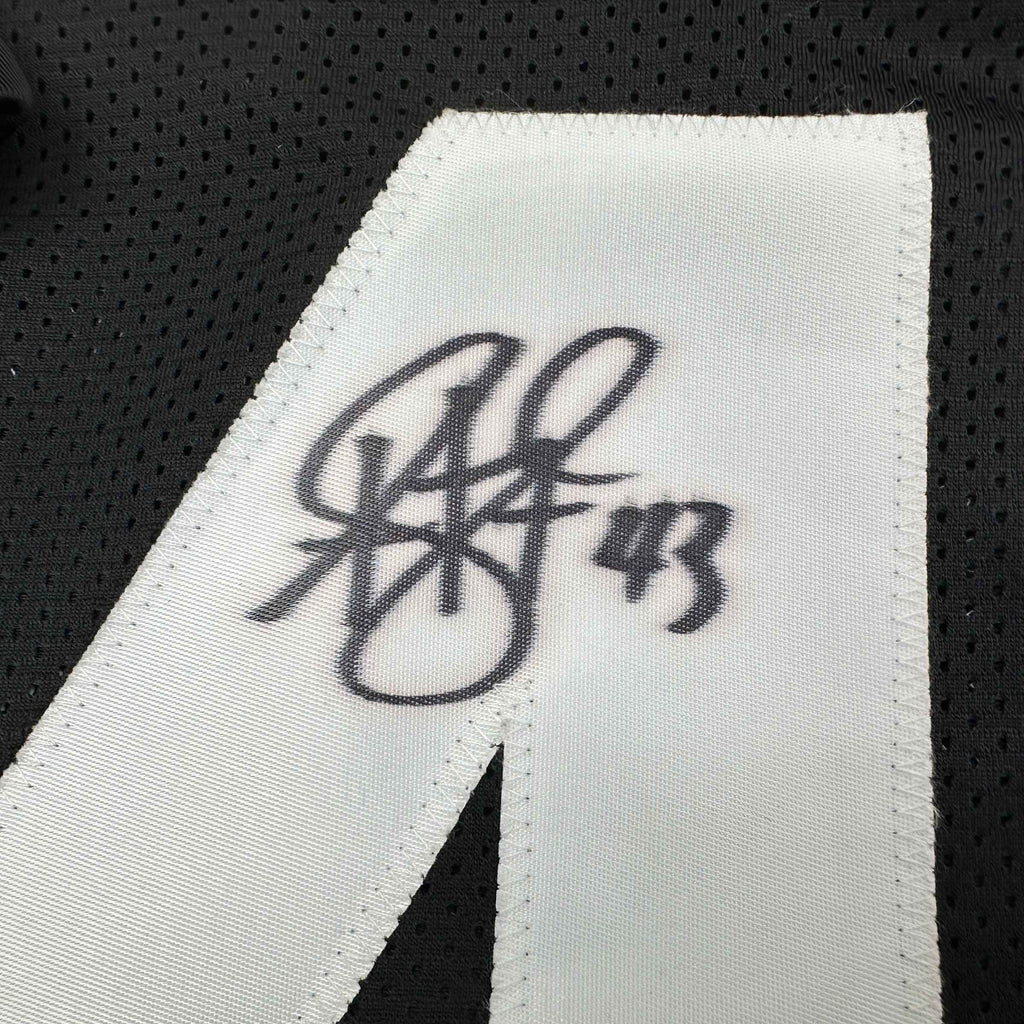 Autographed/Signed Troy Polamalu Pittsburgh Retro Black Football Jersey JSA COA