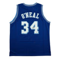 Autographed/Signed Shaquille Shaq O'Neal Los Angeles LA Retro Blue Basketball Jersey Beckett BAS COA