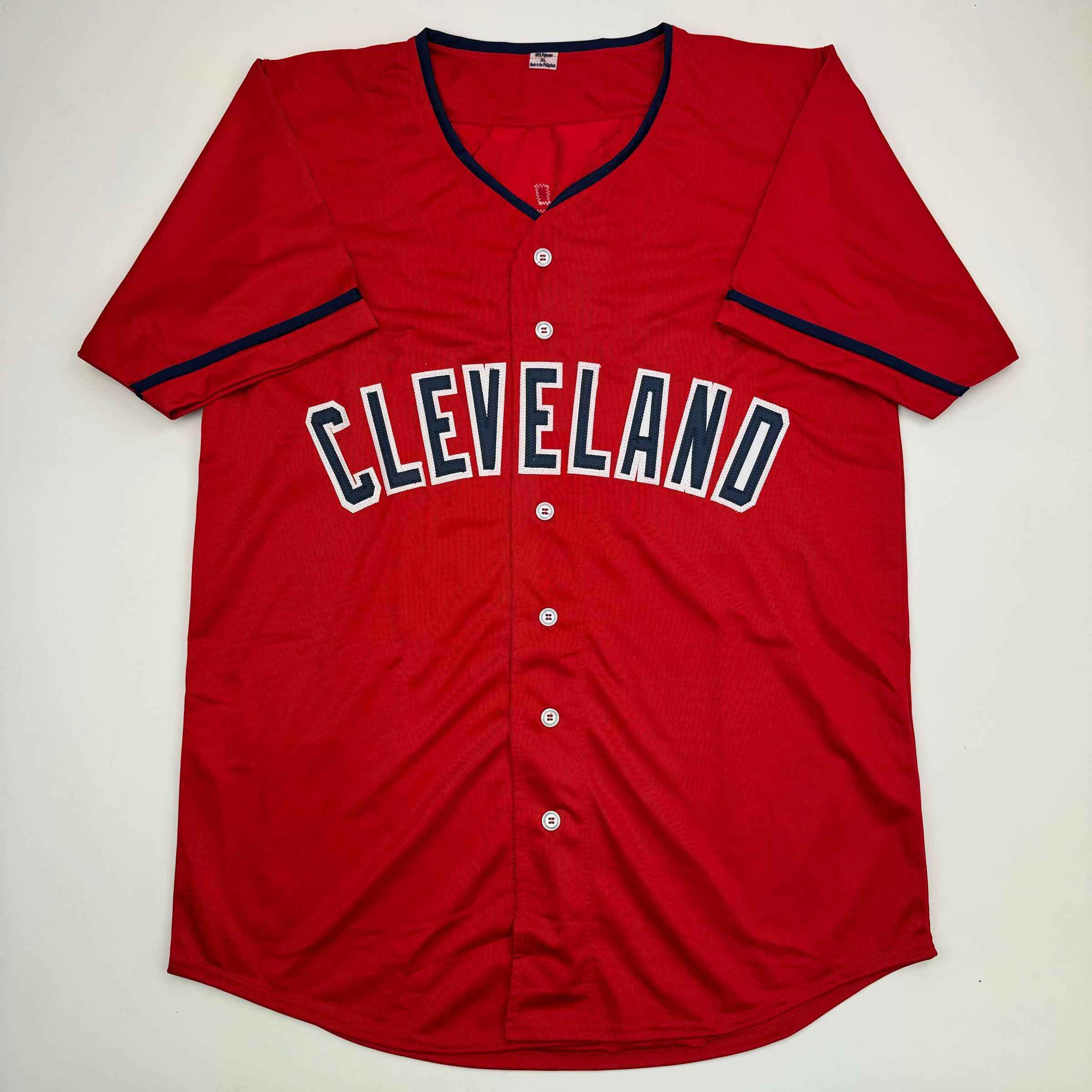 Autographed/Signed Jose Ramirez Cleveland Red Baseball Jersey JSA COA