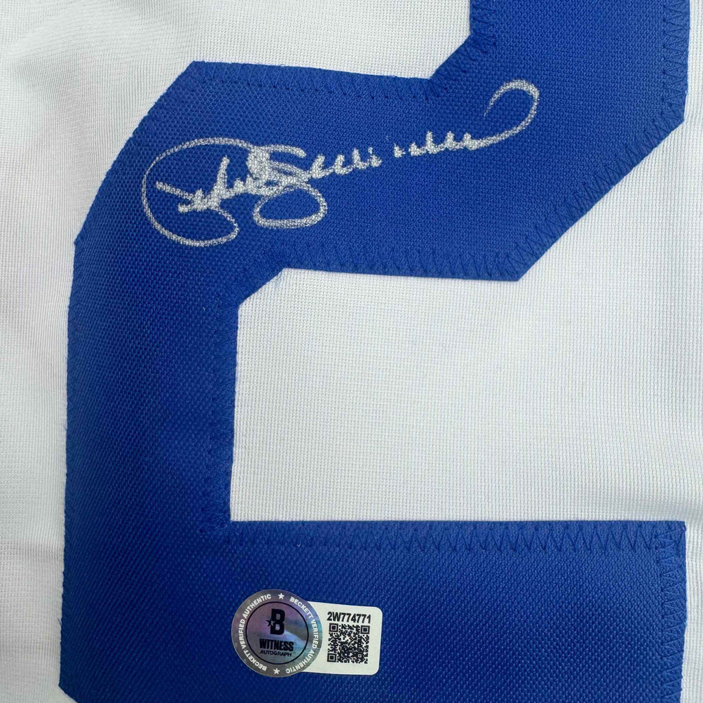 Autographed/Signed Pedro Guerrero Los Angeles LA White Baseball Jersey Beckett BAS COA