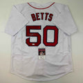 Autographed/Signed Mookie Betts Boston White Baseball Jersey JSA COA