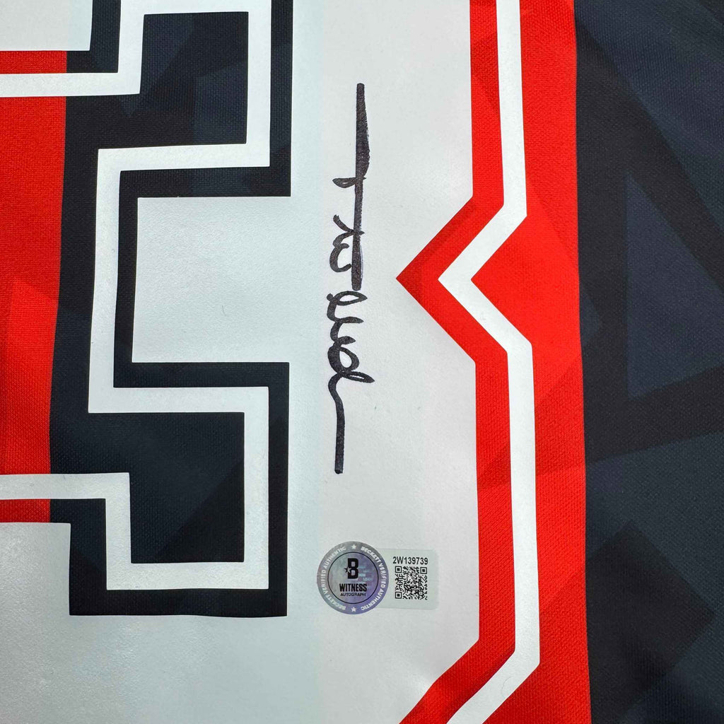 Autographed/Signed Paolo Maldini AC Milan Black/Red Soccer Futbol Jersey Beckett BAS COA