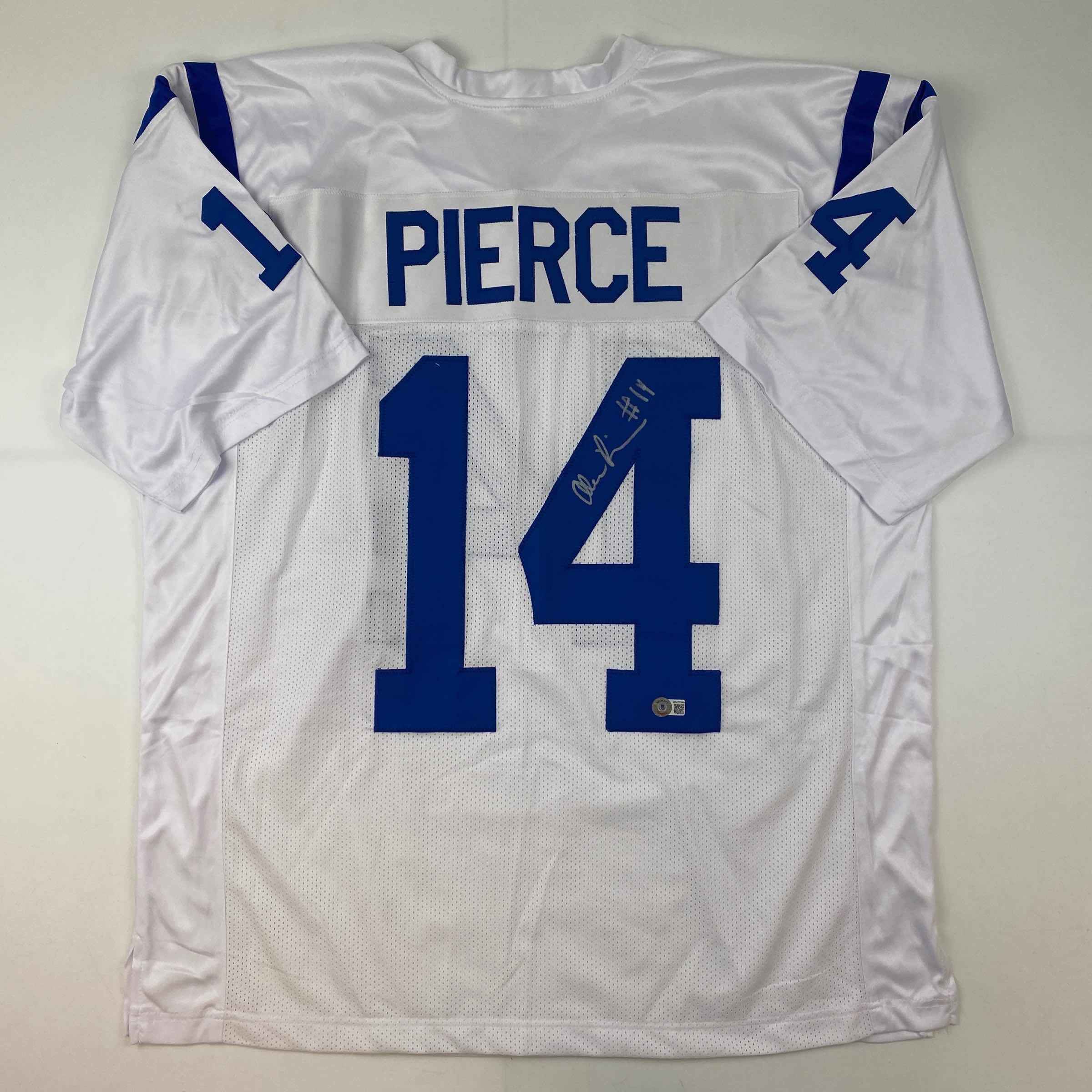 Autographed/Signed Alec Pierce Indianapolis White Football Jersey Beckett BAS COA