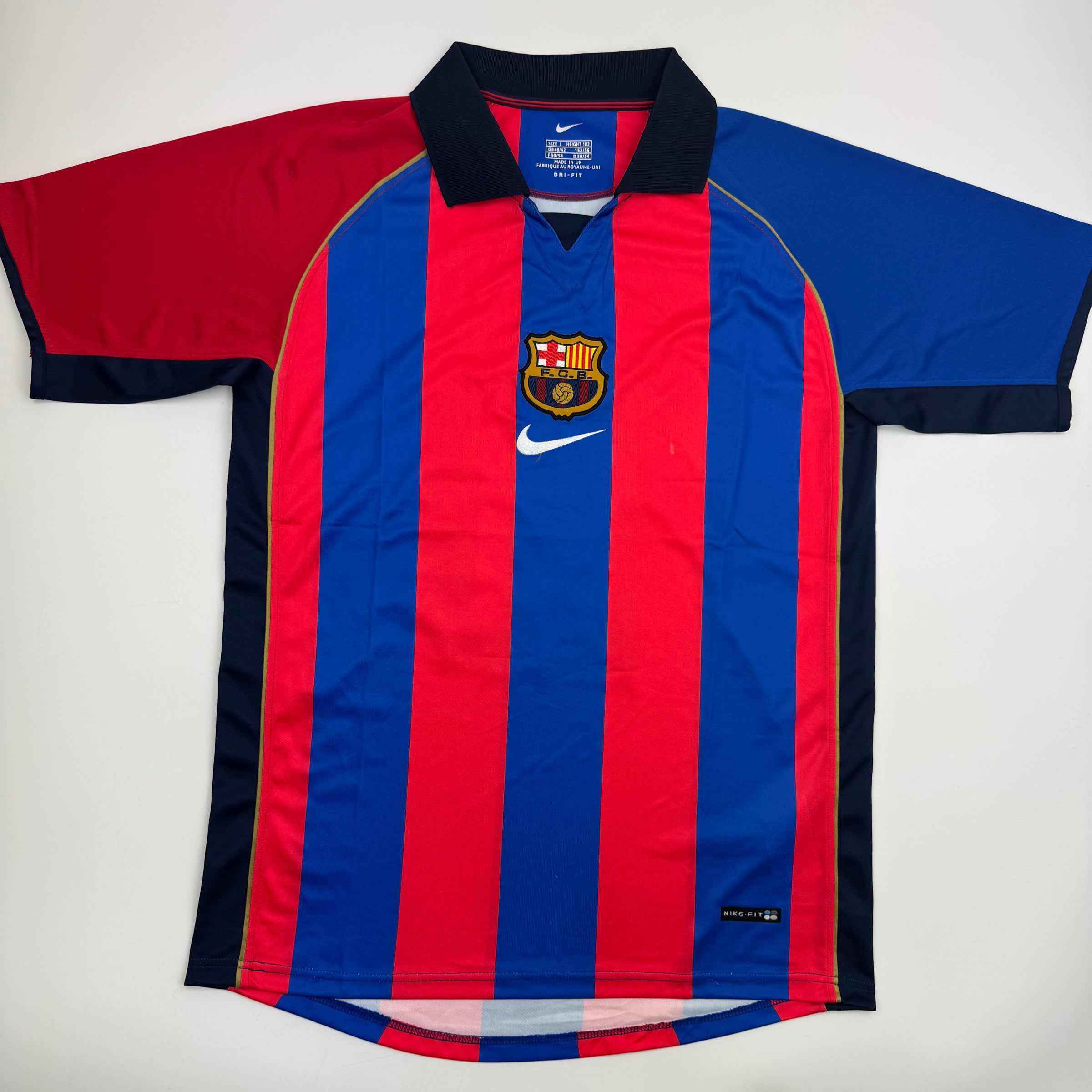Autographed/Signed Rivaldo Ferreira FC Barcelona Blue Soccer Jersey Beckett BAS COA