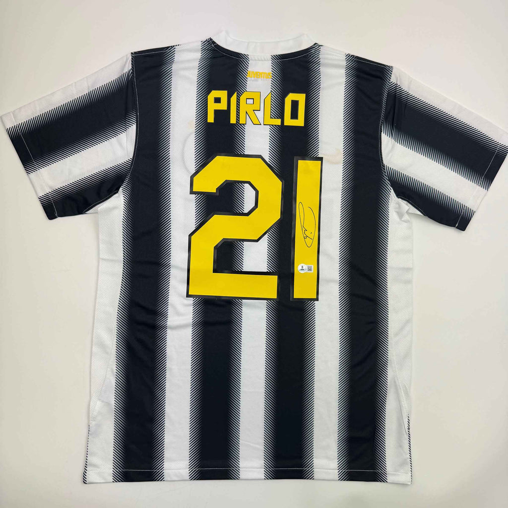 Autographed/Signed Andrea Pirlo Juventus White Soccer Jersey Beckett BAS COA