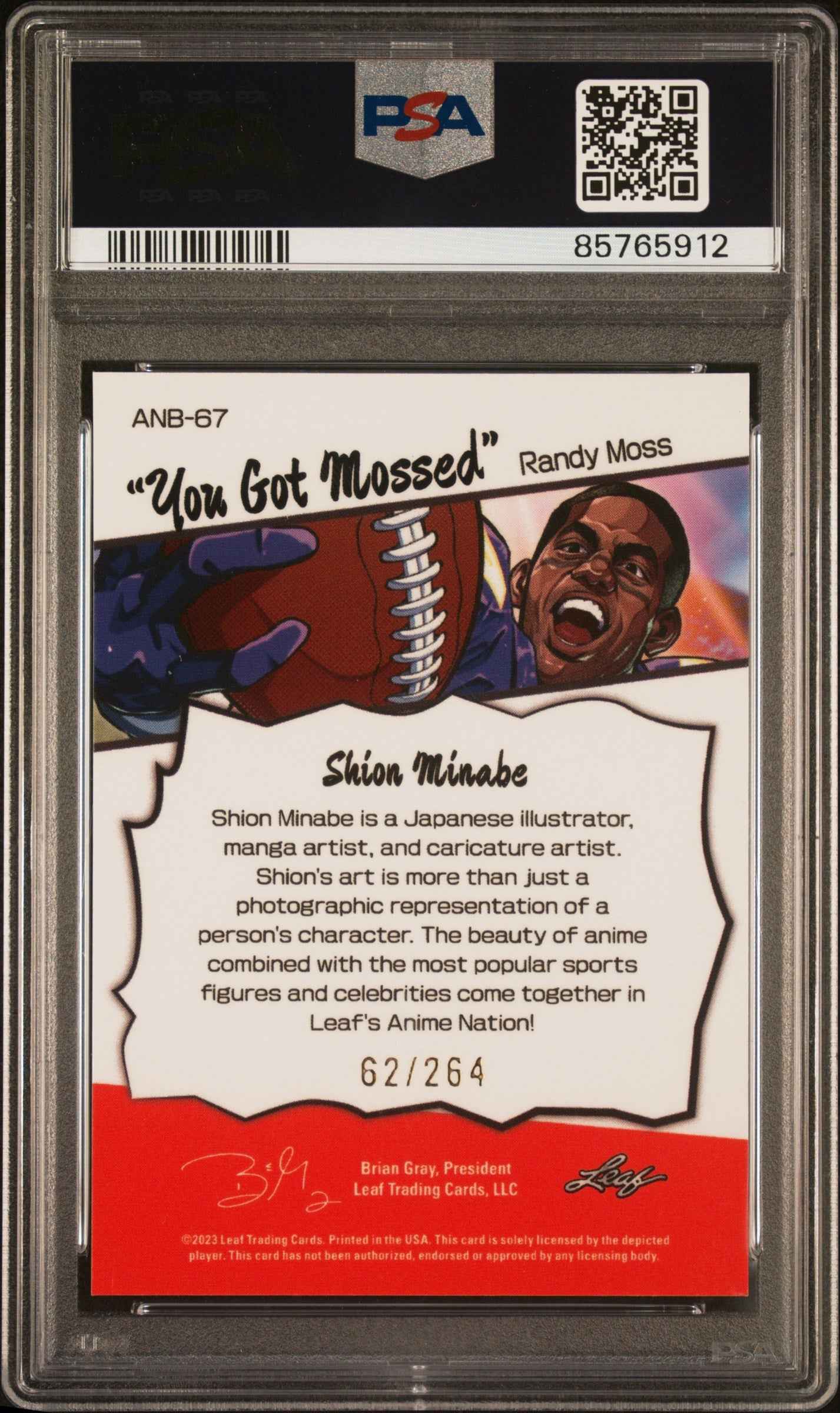 Graded 2023 Leaf Web Exclusives Randy Moss #67 Anime Nation #/264 Football Card PSA 10 Gem Mint