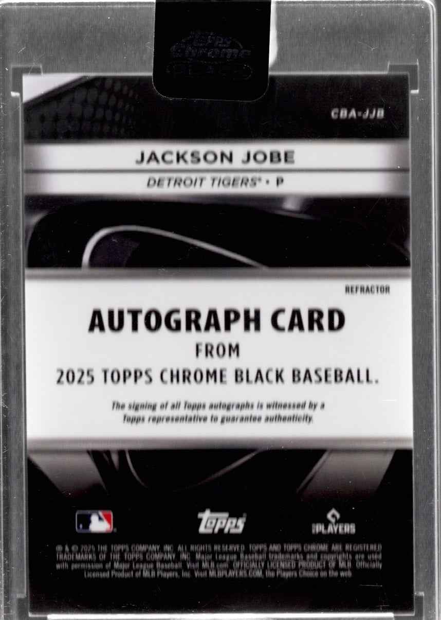 2025 Topps Chrome Black Jackson Jobe #CBAJJB Refractor Auto /199 Detroit Tigers Rookie RC Baseball Card