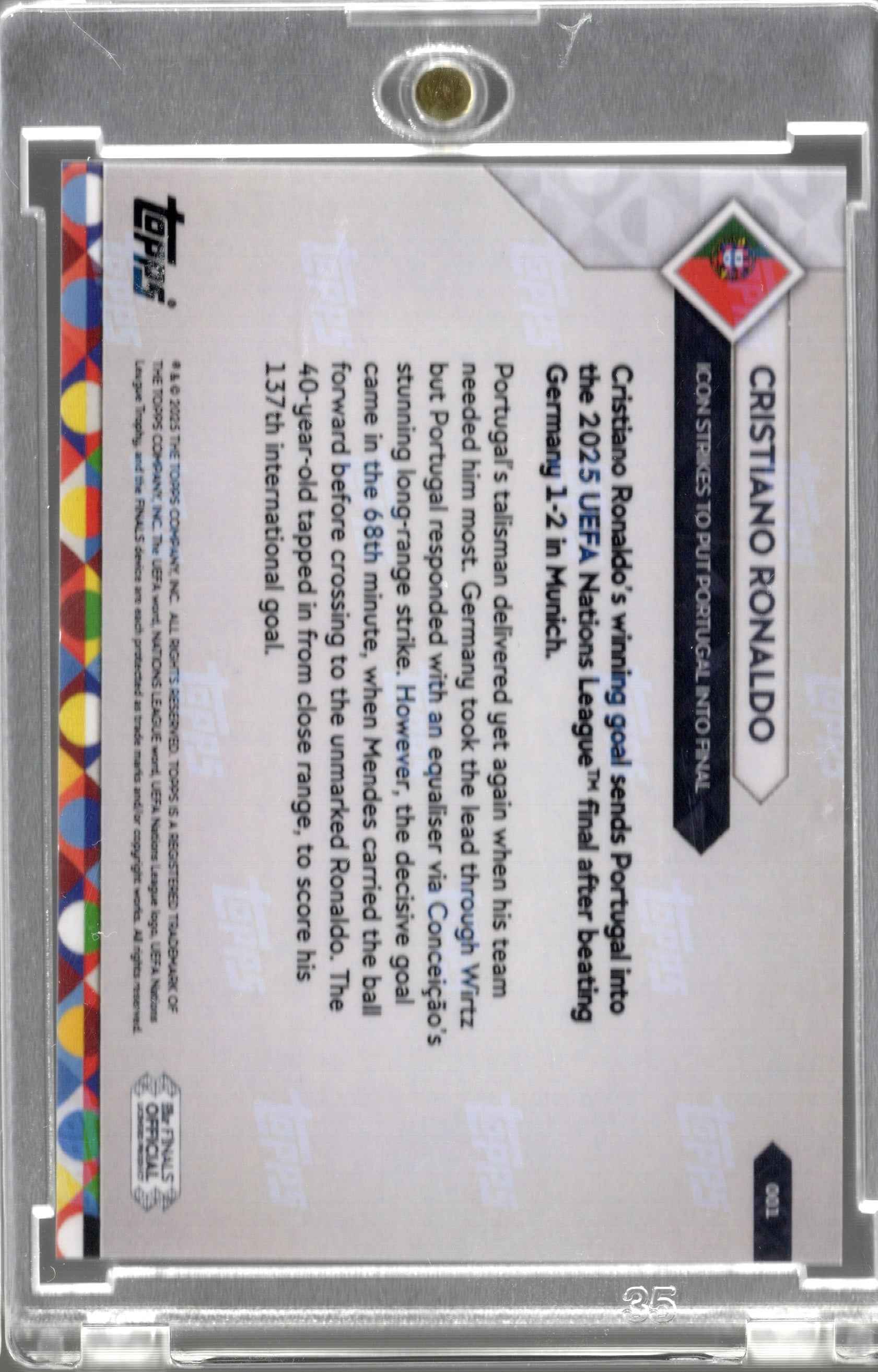 2025 Topps Now Cristiano Ronaldo #1 Gold Foil /50 Soccer Card