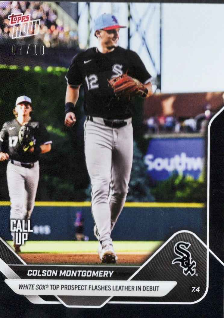 2025 Topps Now Colson Montgomery #387 Black Foil /10 Chicago White Sox Rookie RC Baseball Card