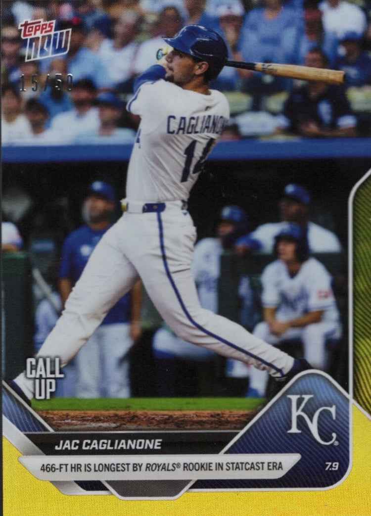 2025 Topps Now Jac Caglianone #408 Gold Foil /50 Kansas City Royals Rookie RC Baseball Card