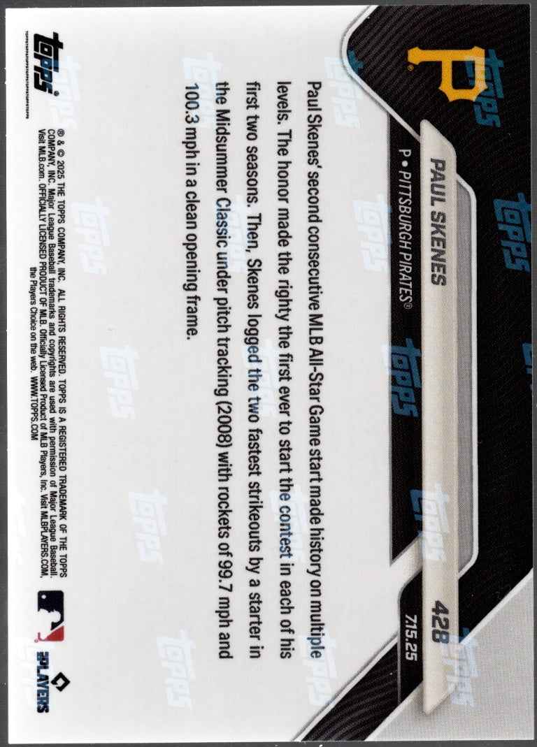 2025 Topps Now Paul Skenes #428 Gold Foil /50 Pittsburgh Pirates Baseball Card