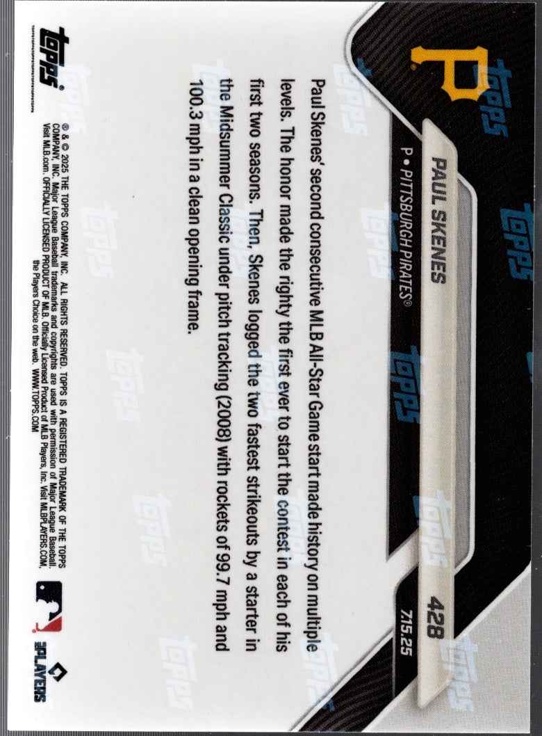 2025 Topps Now Paul Skenes #428 Red Foil /5 Pittsburgh Pirates Baseball Card